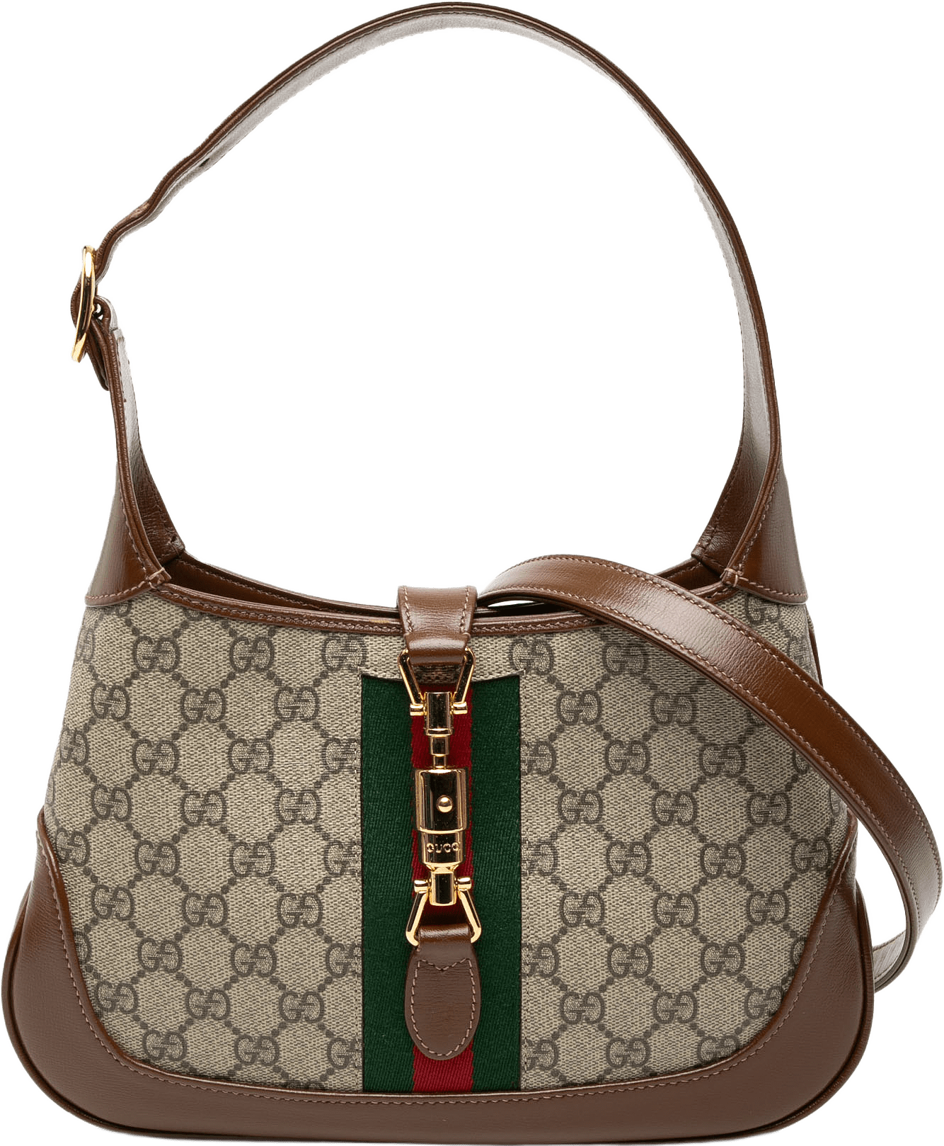 Gucci Small Gg Supreme Web Jackie 1961 Crossbody, från Luxclusif, i färgen beige.