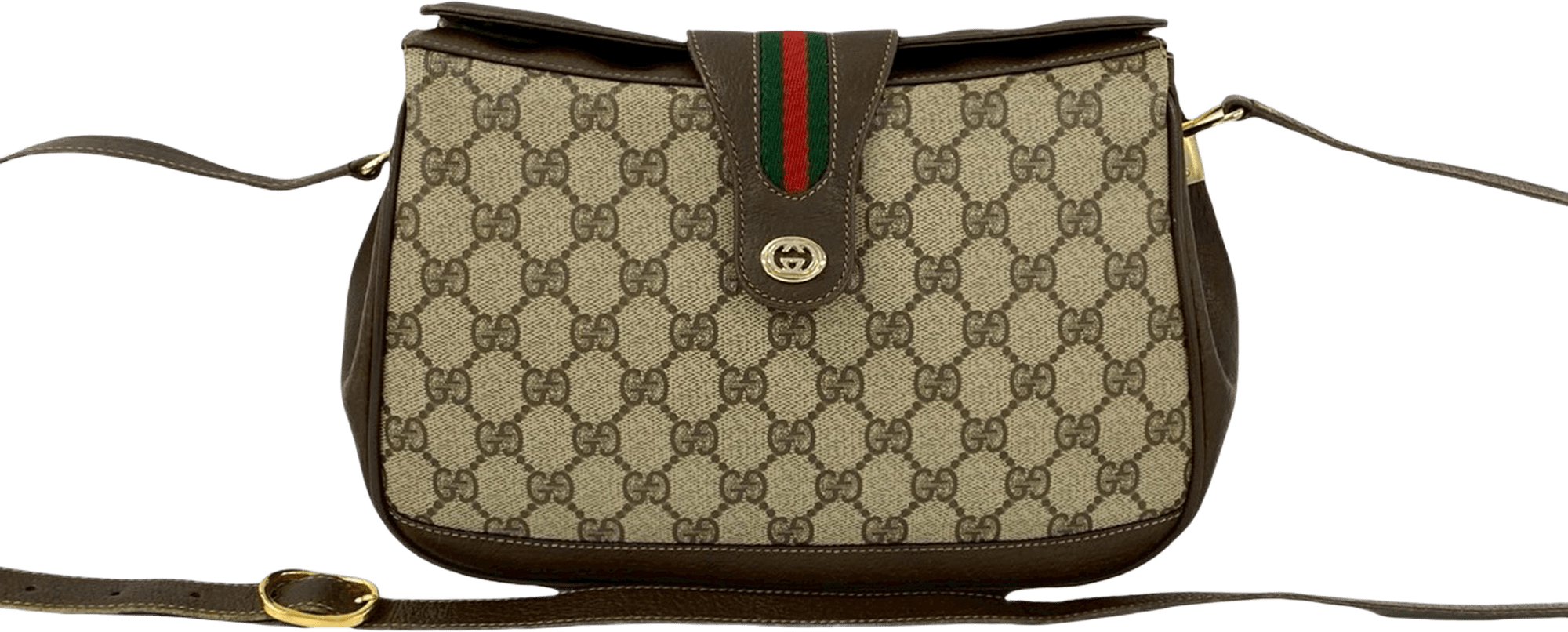 Gucci Gg Supreme Web Crossbody, från Luxclusif, i färgen beige.