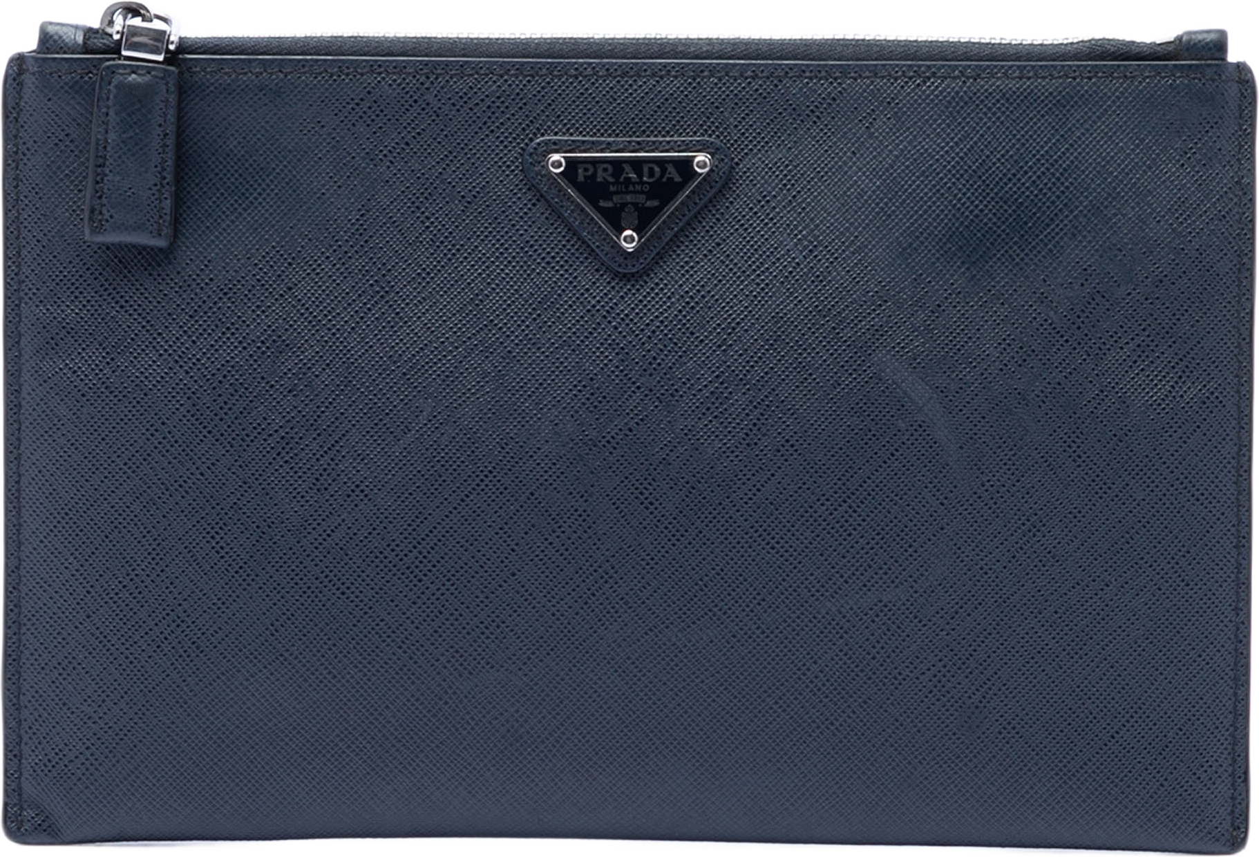 Prada Saffiano Clutch, från Luxclusif, i färgen navy.