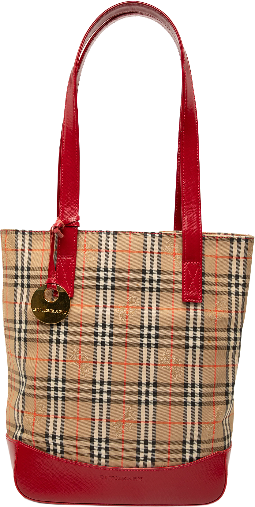 Burberry Haymarket Check Canvas Tote, från Luxclusif, i färgen beige.