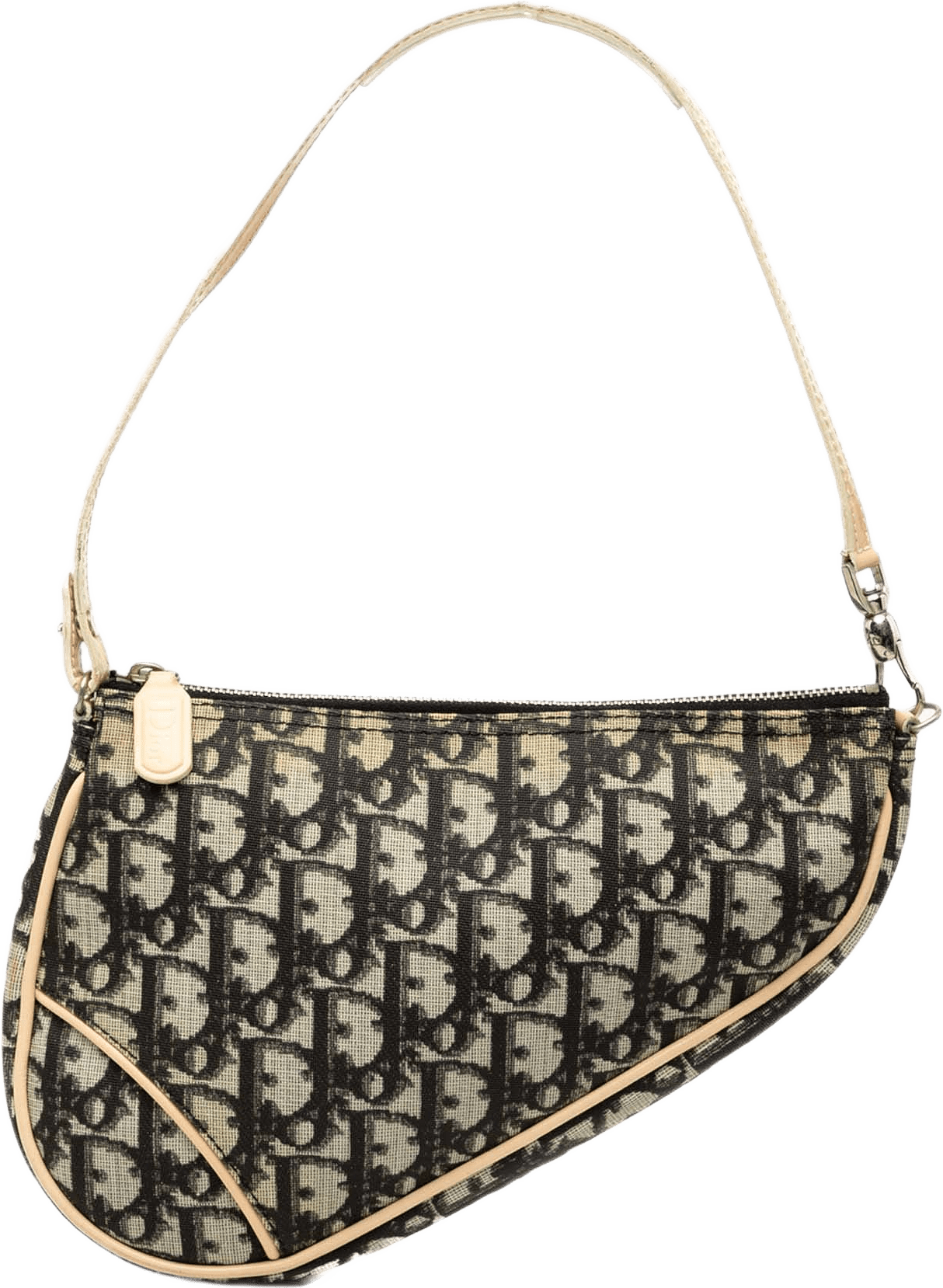 Dior Mini Diorissimo Coated Canvas Saddle Pochette, från Luxclusif, i färgen svart.