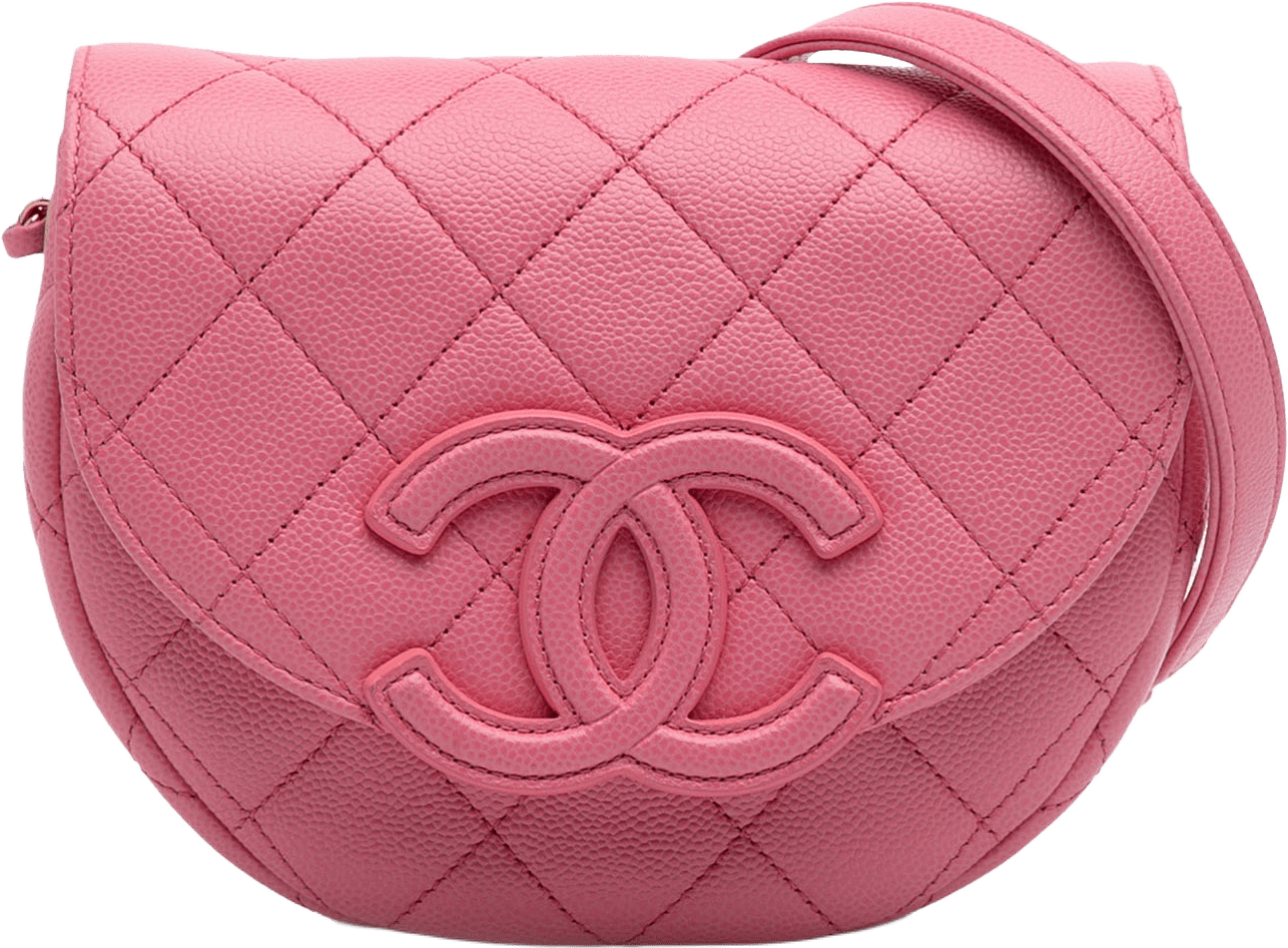 Chanel Mini Cc Quilted Caviar Messenger Flap, från Luxclusif, i färgen pink.