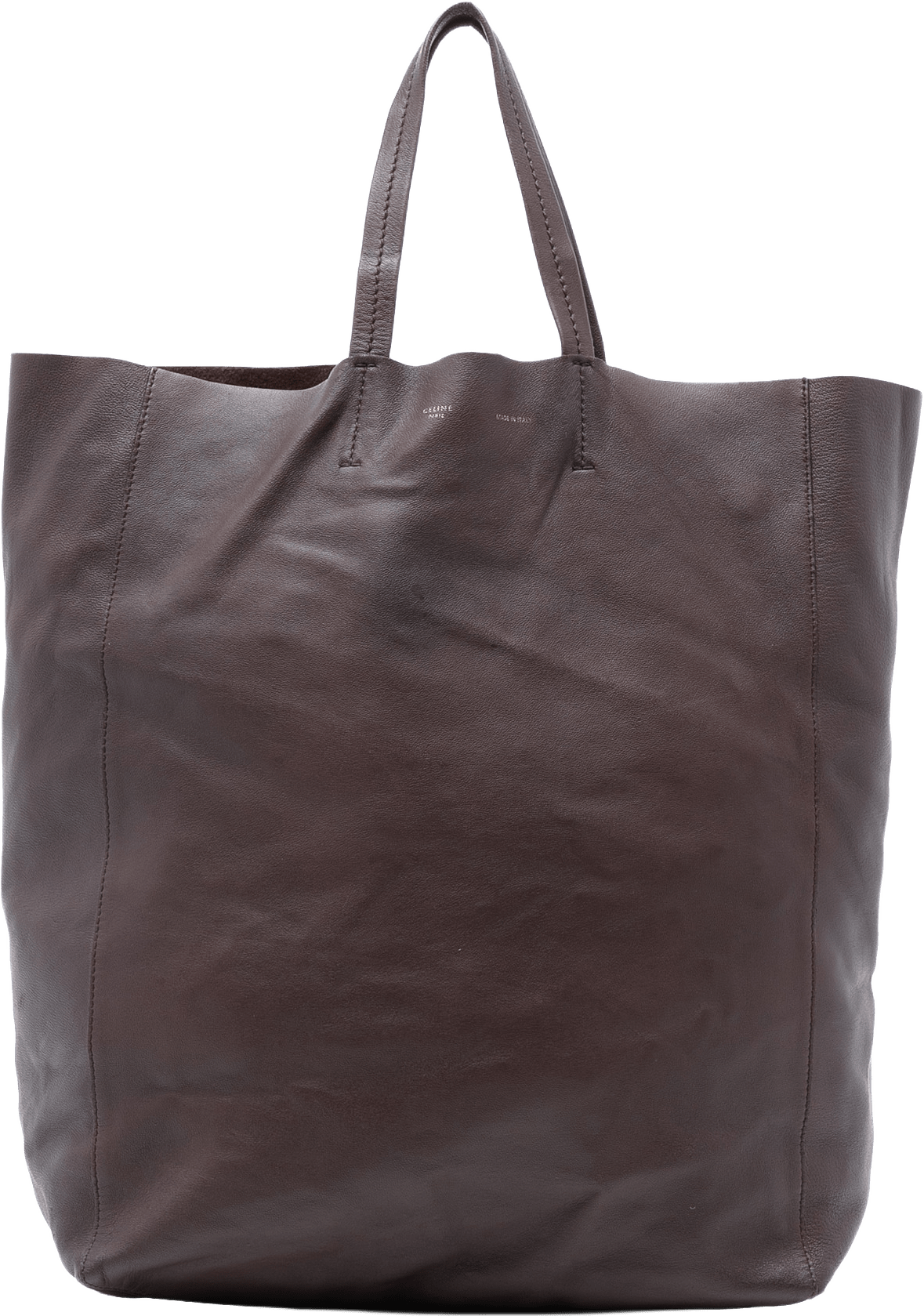 Celine Leather Vertical Cabas Tote, från Luxclusif, i färgen dark brown.