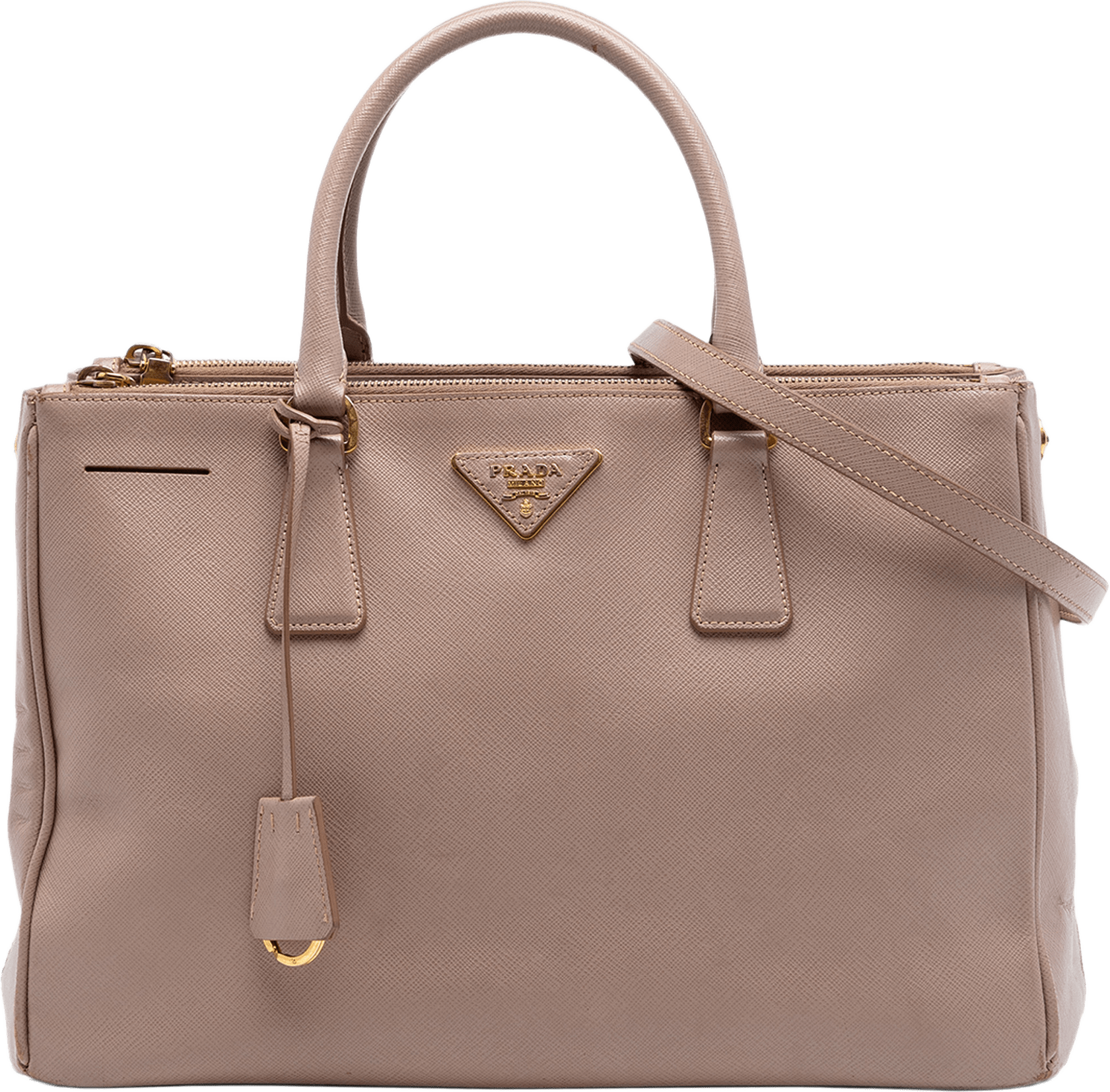 Prada Medium Saffiano Lux Galleria Double Zip Tote, från Luxclusif, i färgen nude.