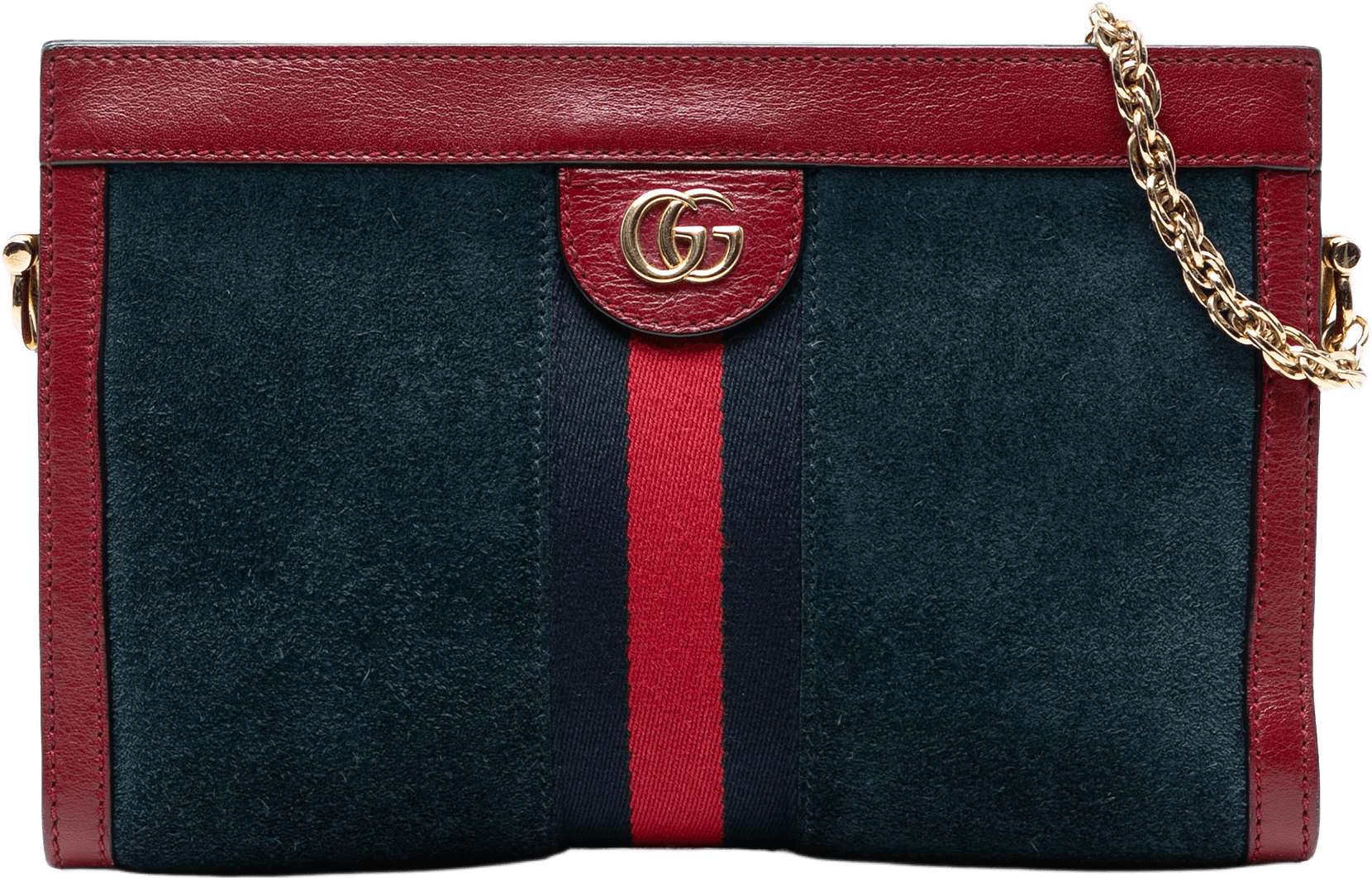 Gucci Small Suede Ophidia Chain Crossbody, från Luxclusif, i färgen dark blue.