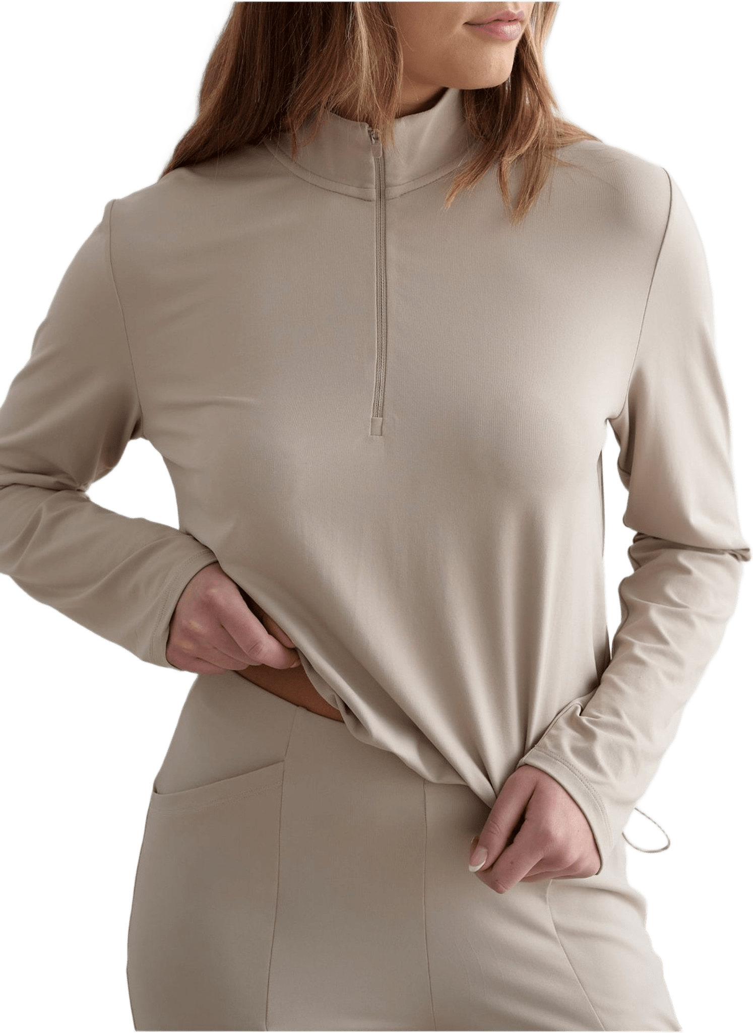 Essence Half Zip, från aim'n, i färgen dark clay.