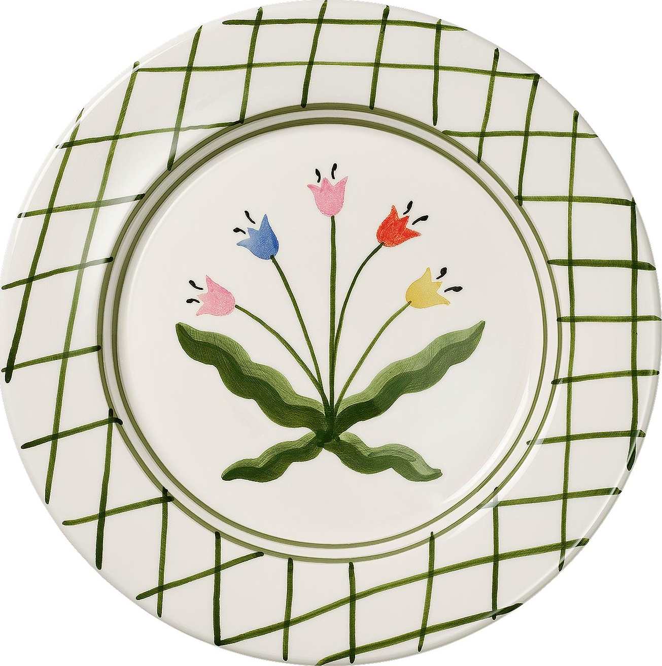 Madelen Möllard Tulip Tallrik - 28x28 Cm, från Pick A Poppy, i färgen green.