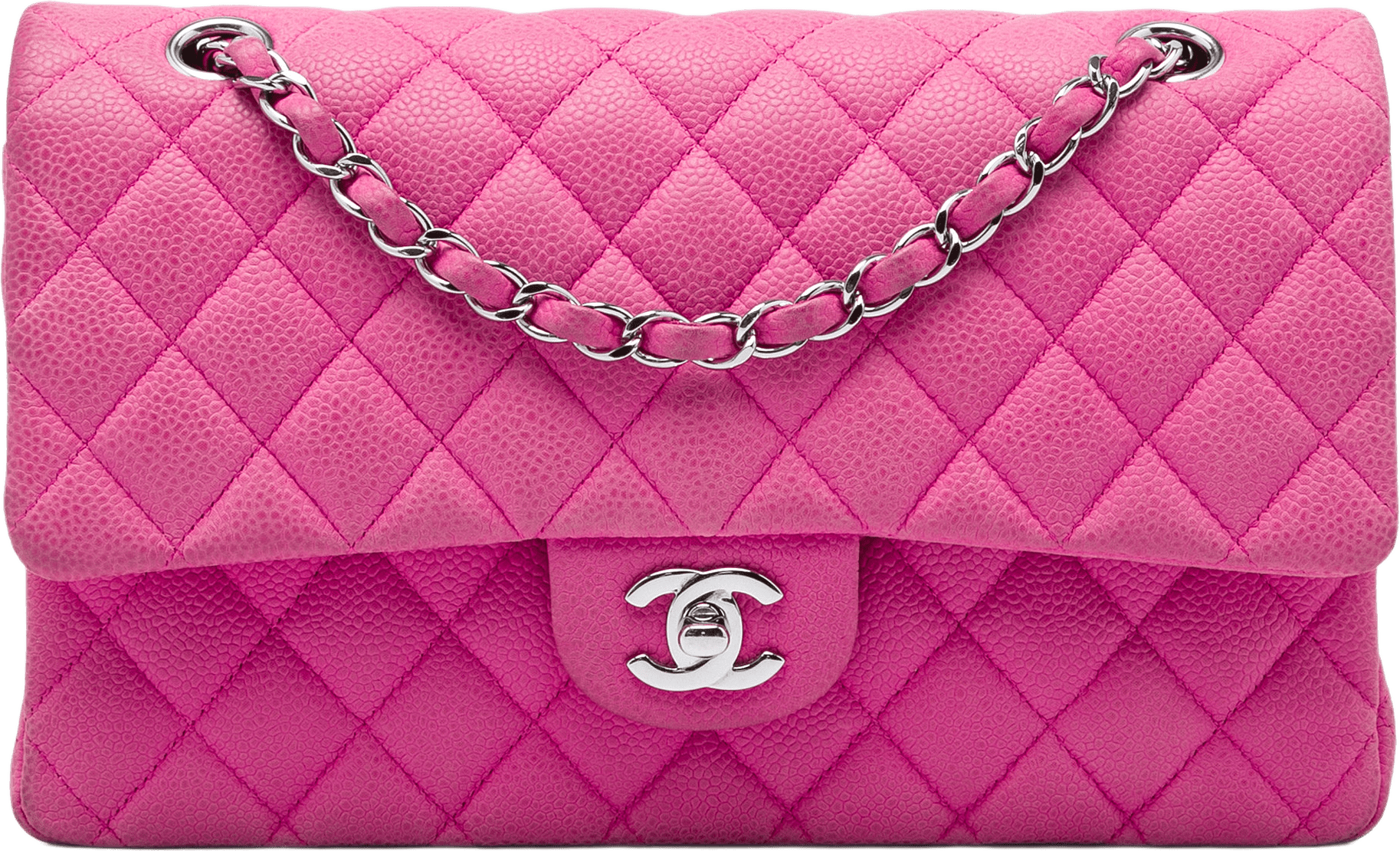 Chanel Medium Classic Caviar Double Flap, från Luxclusif, i färgen rosa.