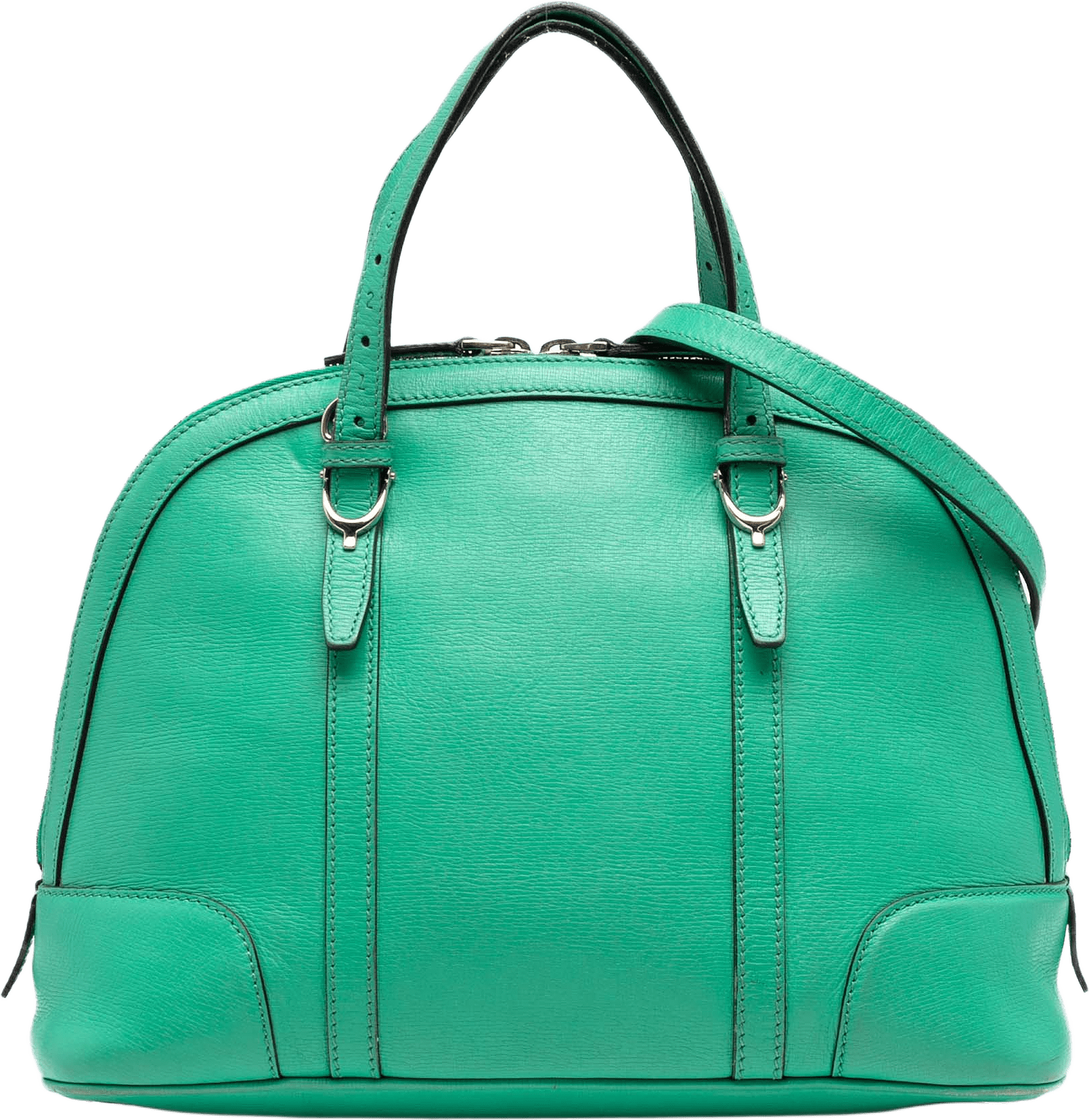 Gucci Small Leather Nice Dome Satchel, från Luxclusif, i färgen green.