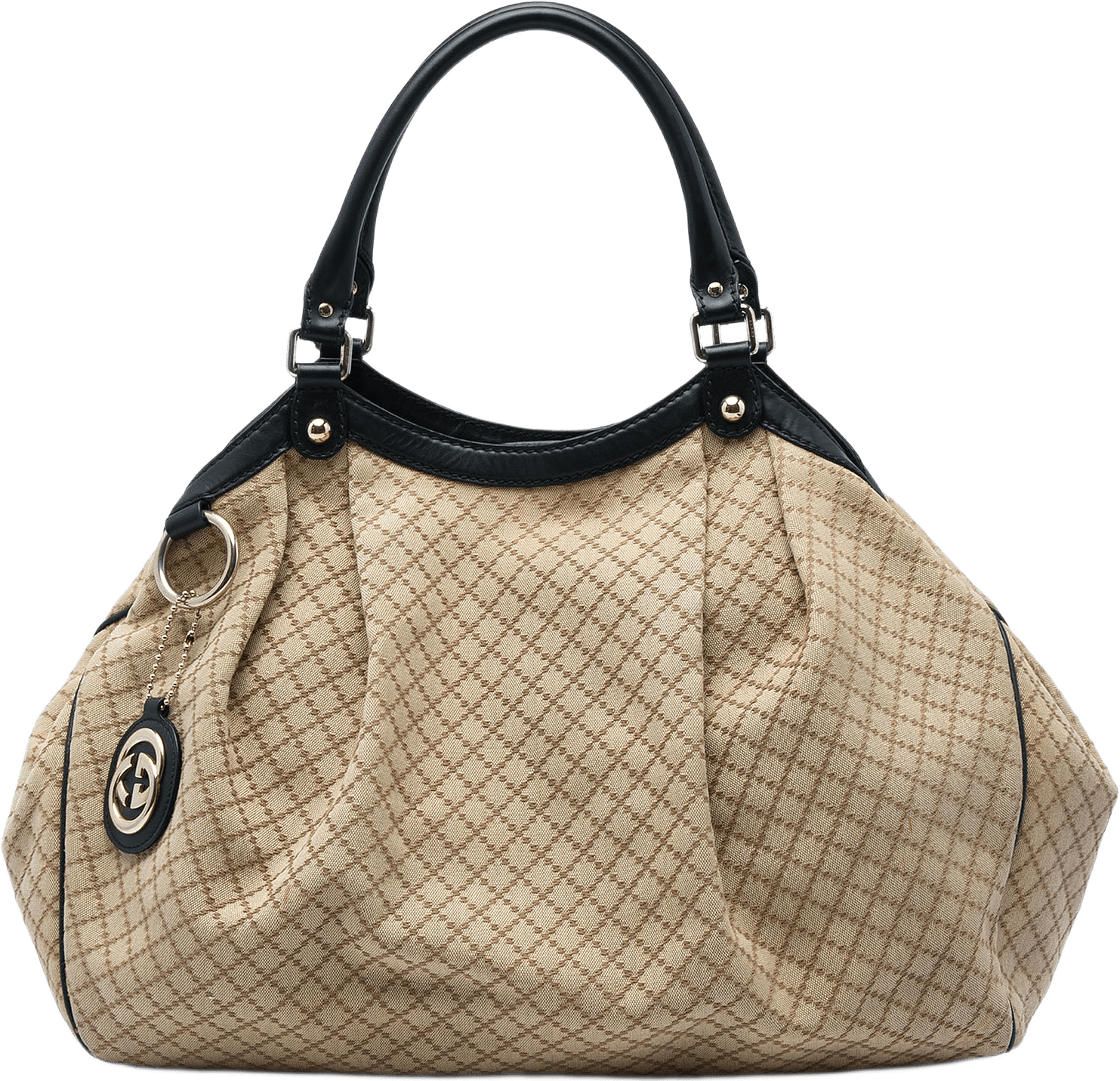 Gucci Large Diamante Canvas Sukey Tote, från Luxclusif, i färgen beige.