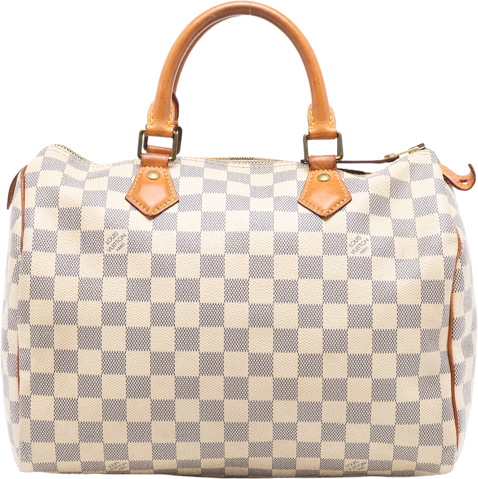 Louis Vuitton Damier Azur Speedy 30, från Luxclusif, i färgen white.