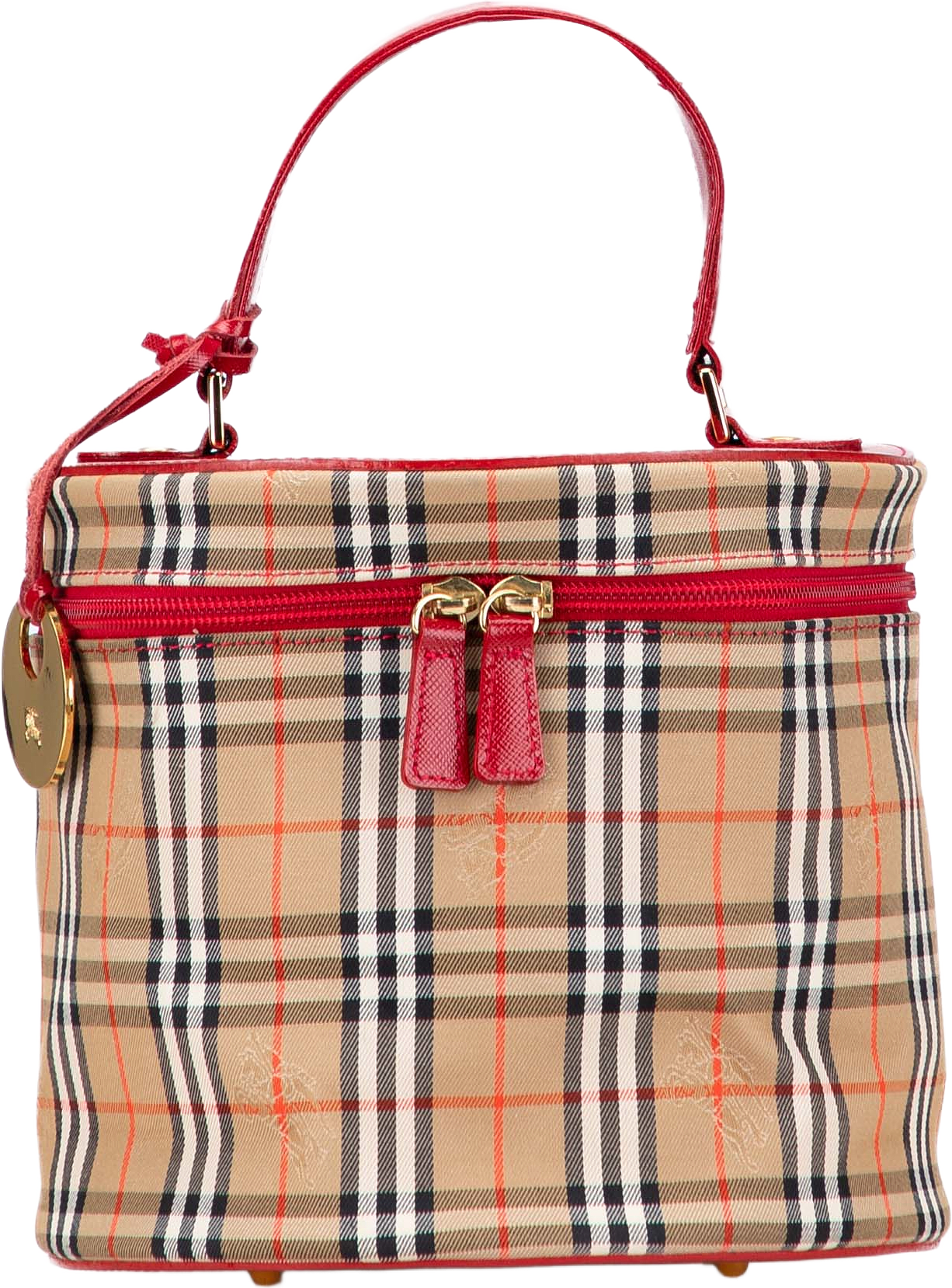 Burberry Haymarket Check Canvas Vanity Bag, från Luxclusif, i färgen beige.