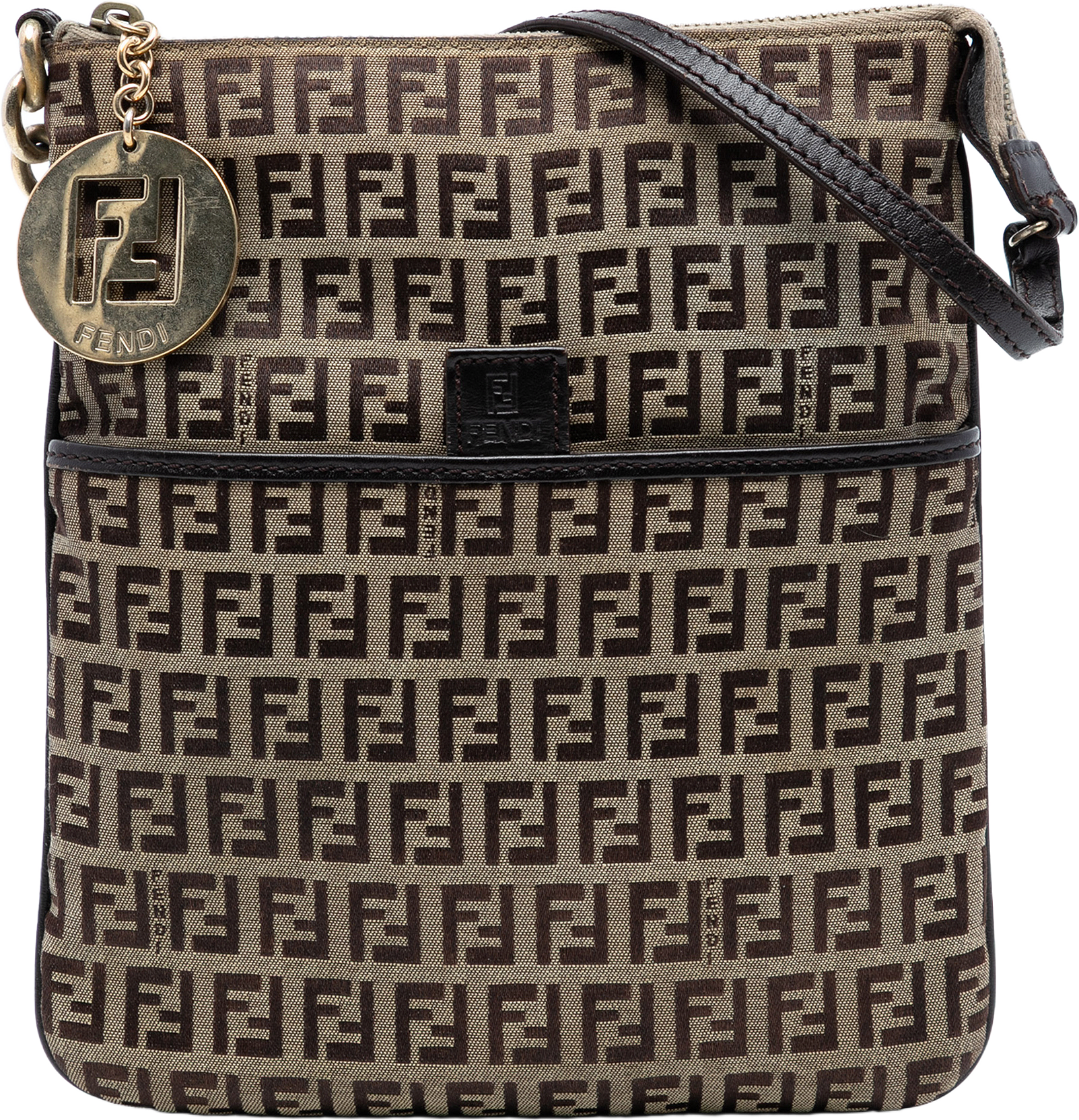 Fendi Zucchino Canvas Forever Crossbody, från Luxclusif, i färgen beige.