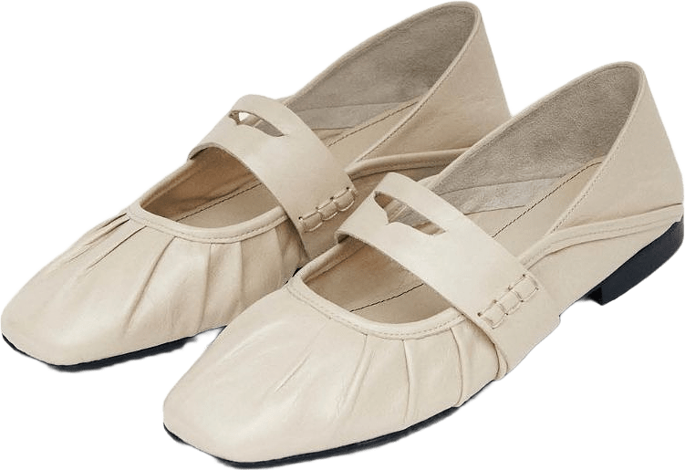 Bargo Cream Leather Ballet Flats