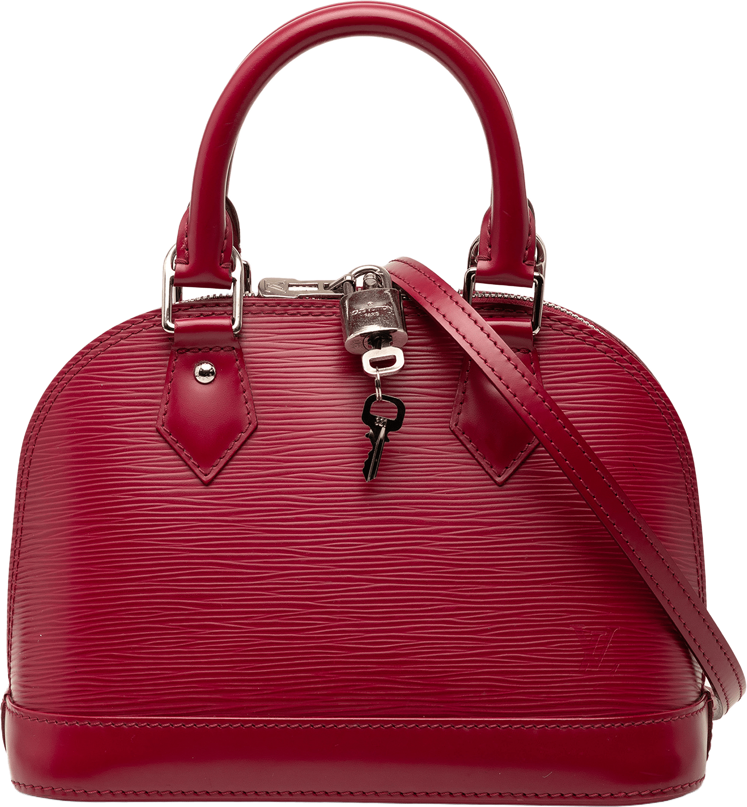 Louis Vuitton Epi Alma Bb, från Luxclusif, i färgen dark pink.
