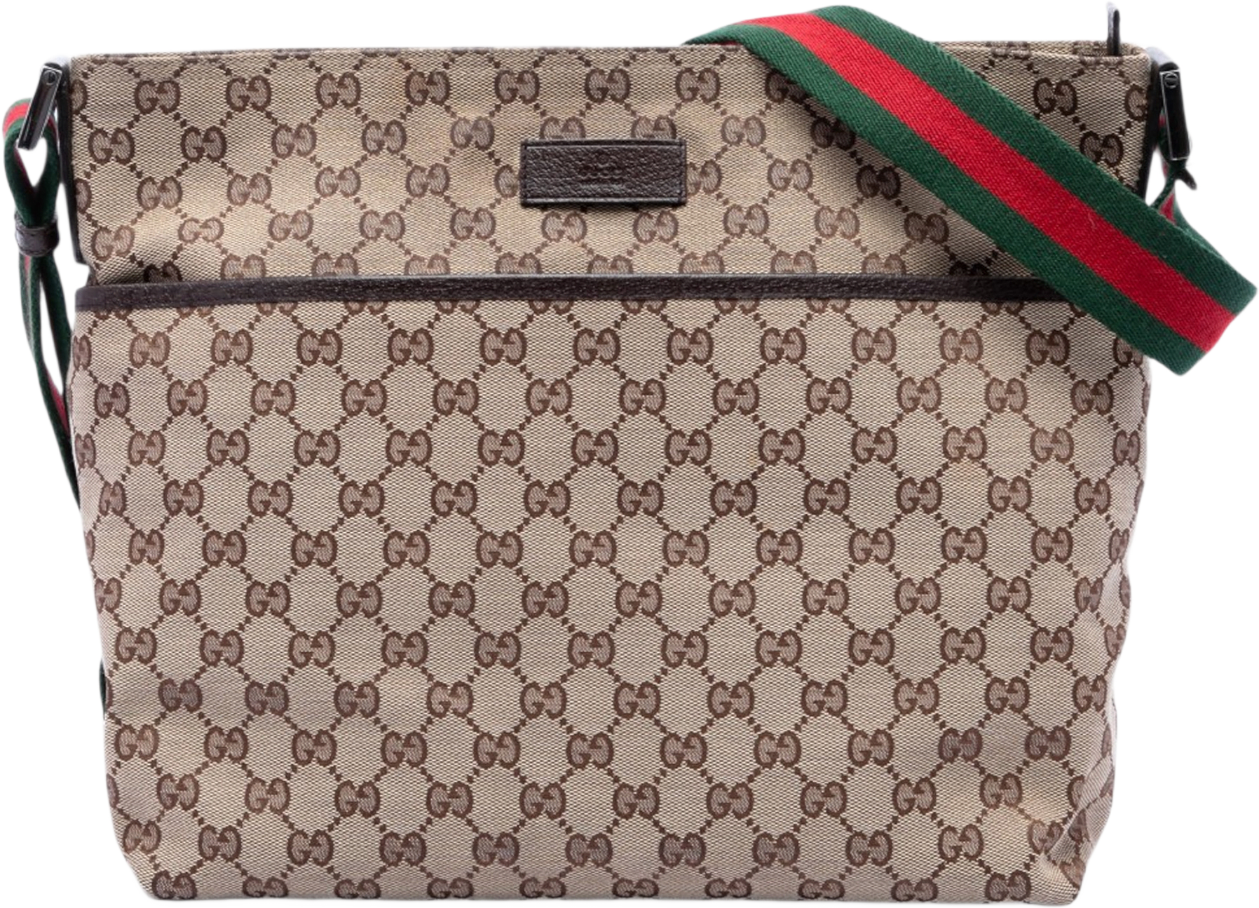 Gucci Gg Canvas Web Crossbody, från Luxclusif, i färgen beige.