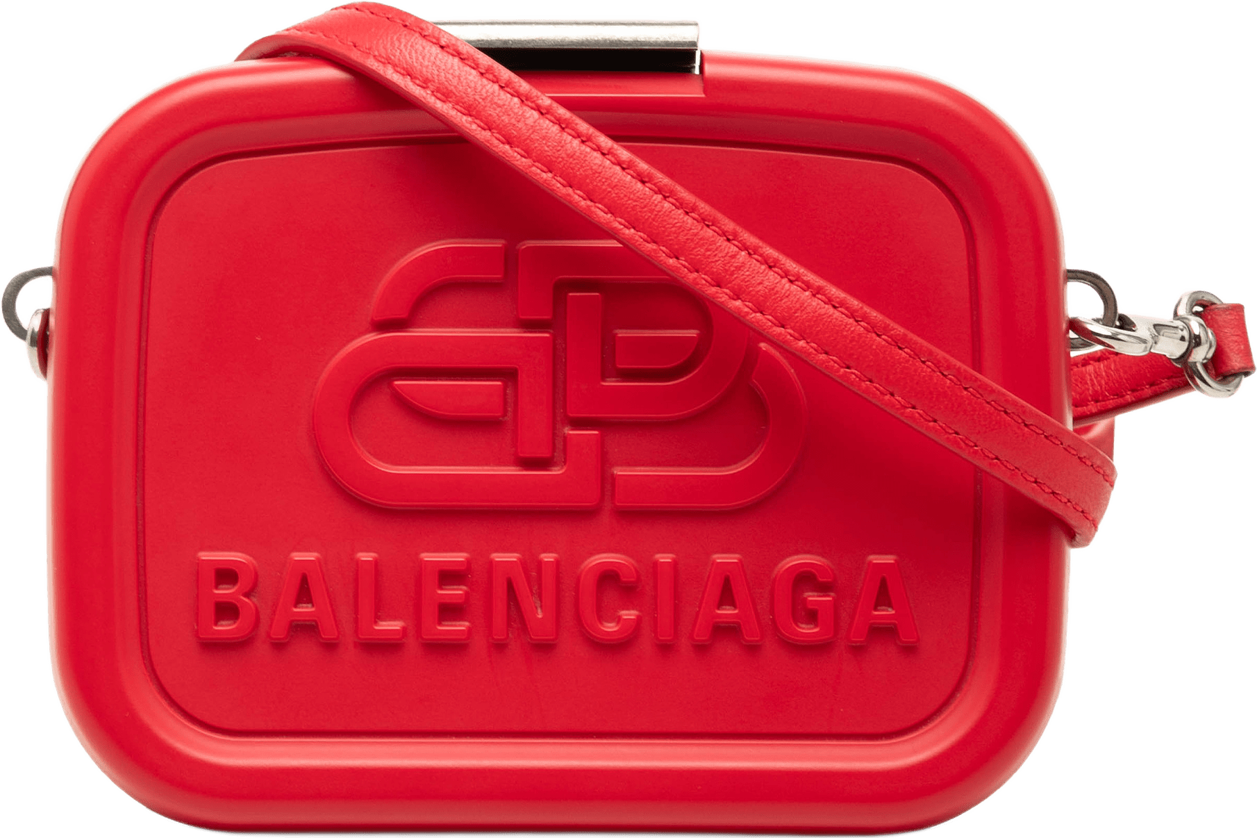Balenciaga Mini Acetate Lunch Box Case, från Luxclusif, i färgen röd.