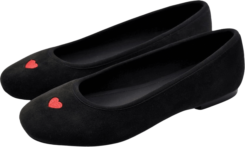 Ballerina Erika Med Brodyr Sammet Svart, från Ailyflats, i färgen black.