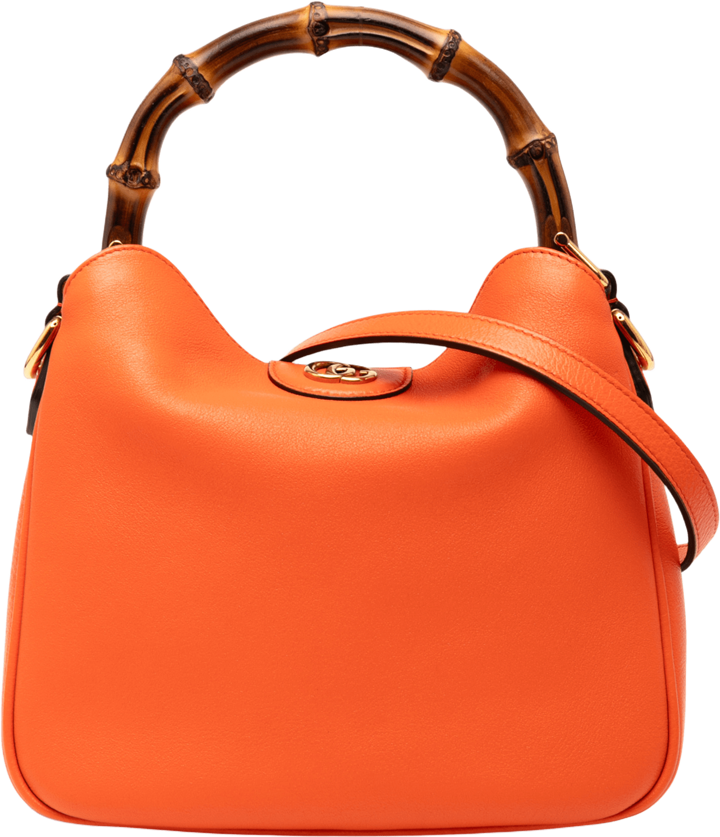 Gucci Small Leather Bamboo Diana Satchel, från Luxclusif, i färgen orange.