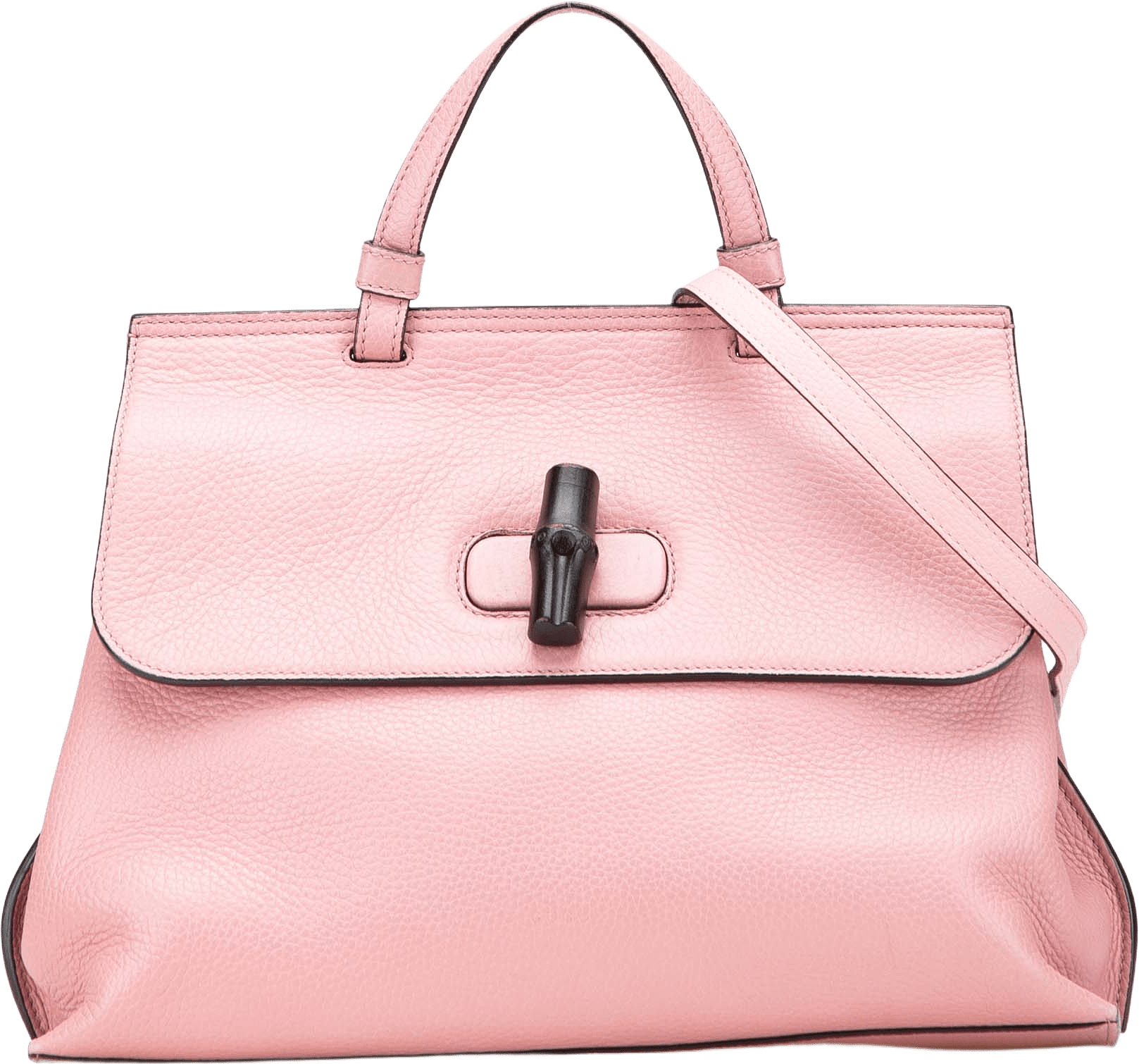 Gucci Medium Leather Bamboo Daily Satchel, från Luxclusif, i färgen pink.