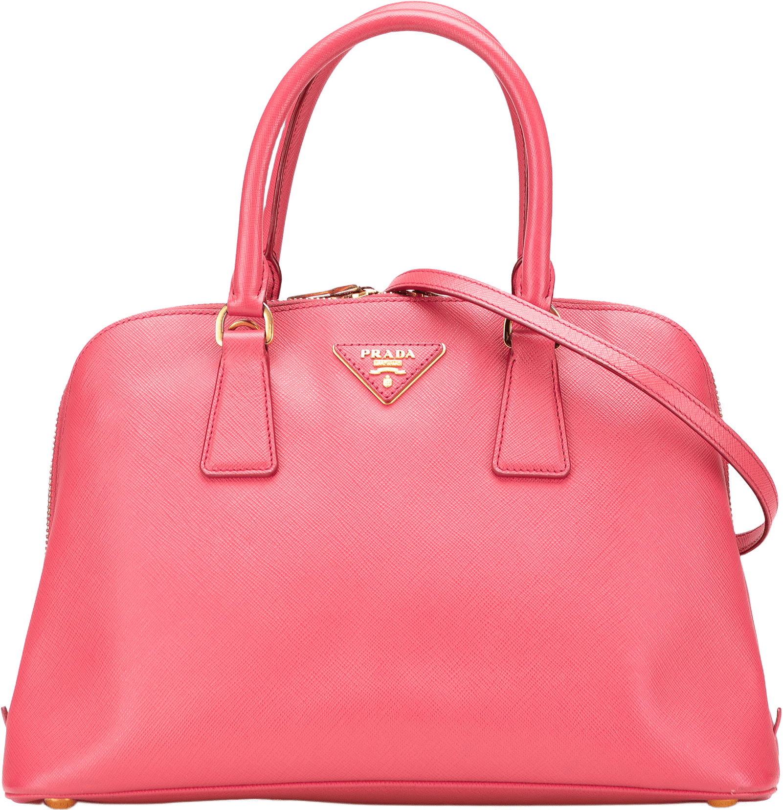 Prada Medium Saffiano Lux Promenade Satchel, från Luxclusif, i färgen pink.