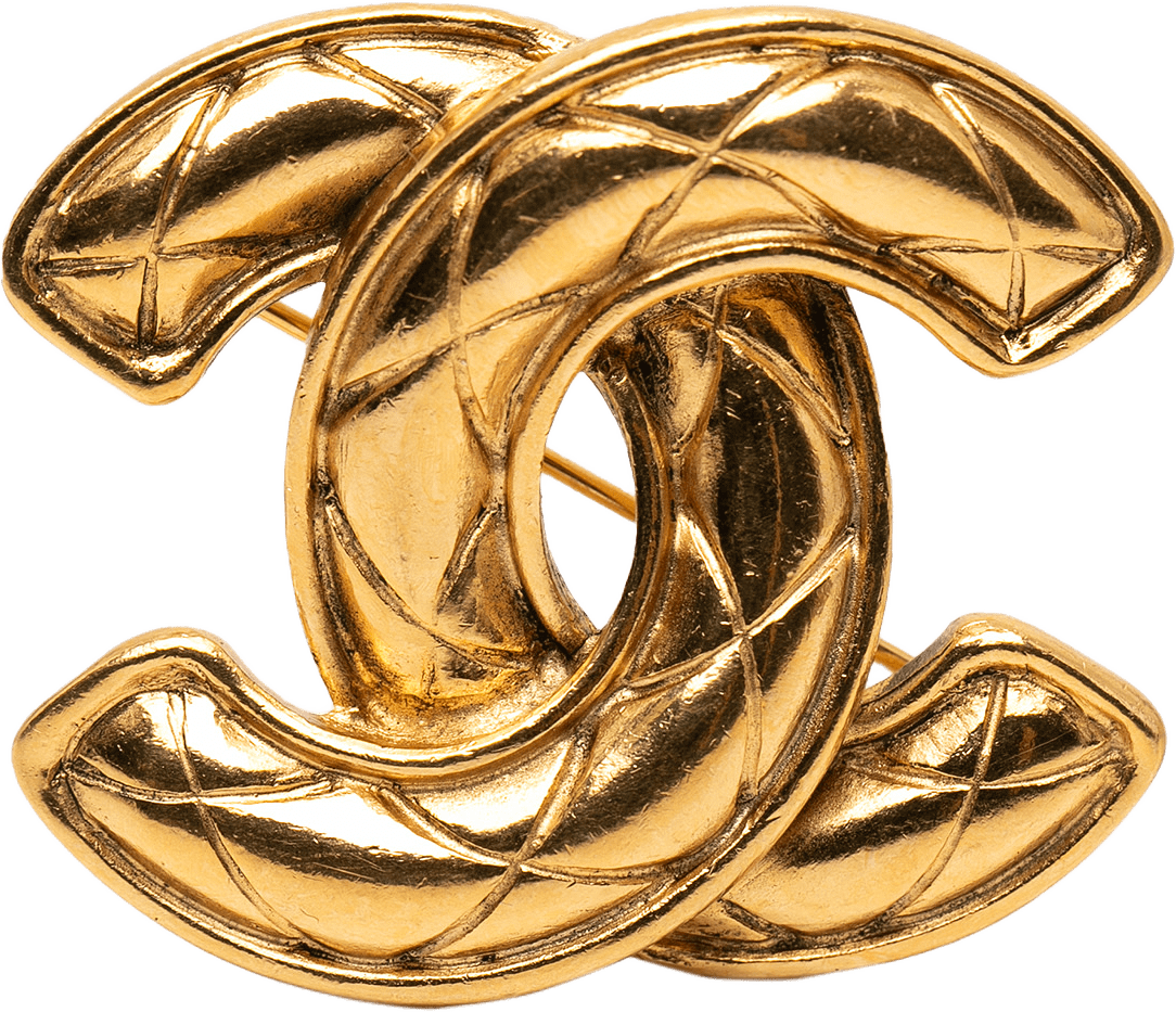 Chanel Gold Plated Quilted Cc Brooch, från Luxclusif, i färgen gold.