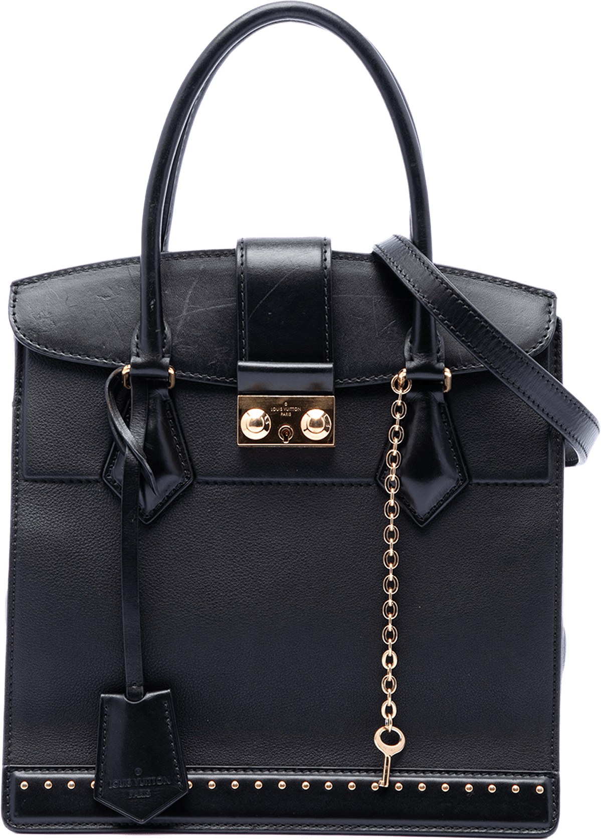 Louis Vuitton Taurillon Cour Marly Pm, från Luxclusif, i färgen svart.