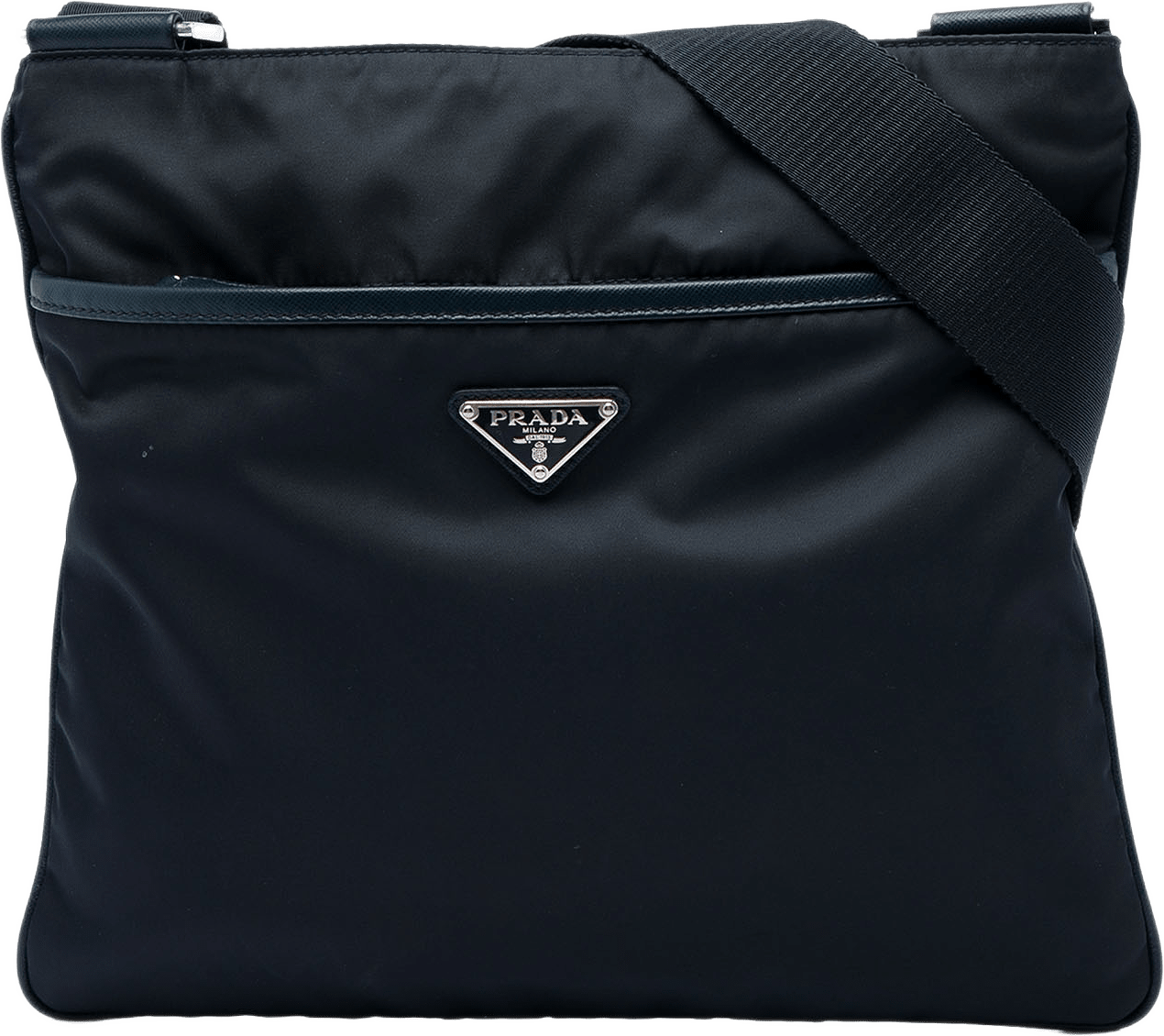 Prada Tessuto Zip Top Crossbody, från Luxclusif, i färgen blå.