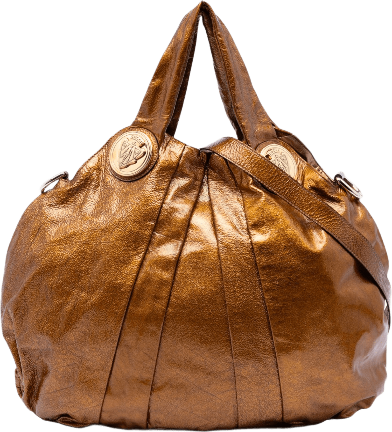 Gucci Large Guccissima Hysteria Satchel, från Luxclusif, i färgen guld.