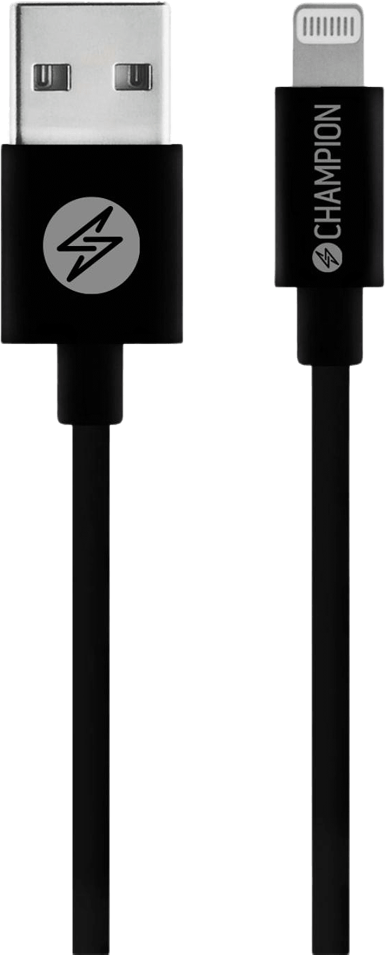 Usb-a Till Lightning Kabel 2m, från Champion Nordic, i färgen svart.
