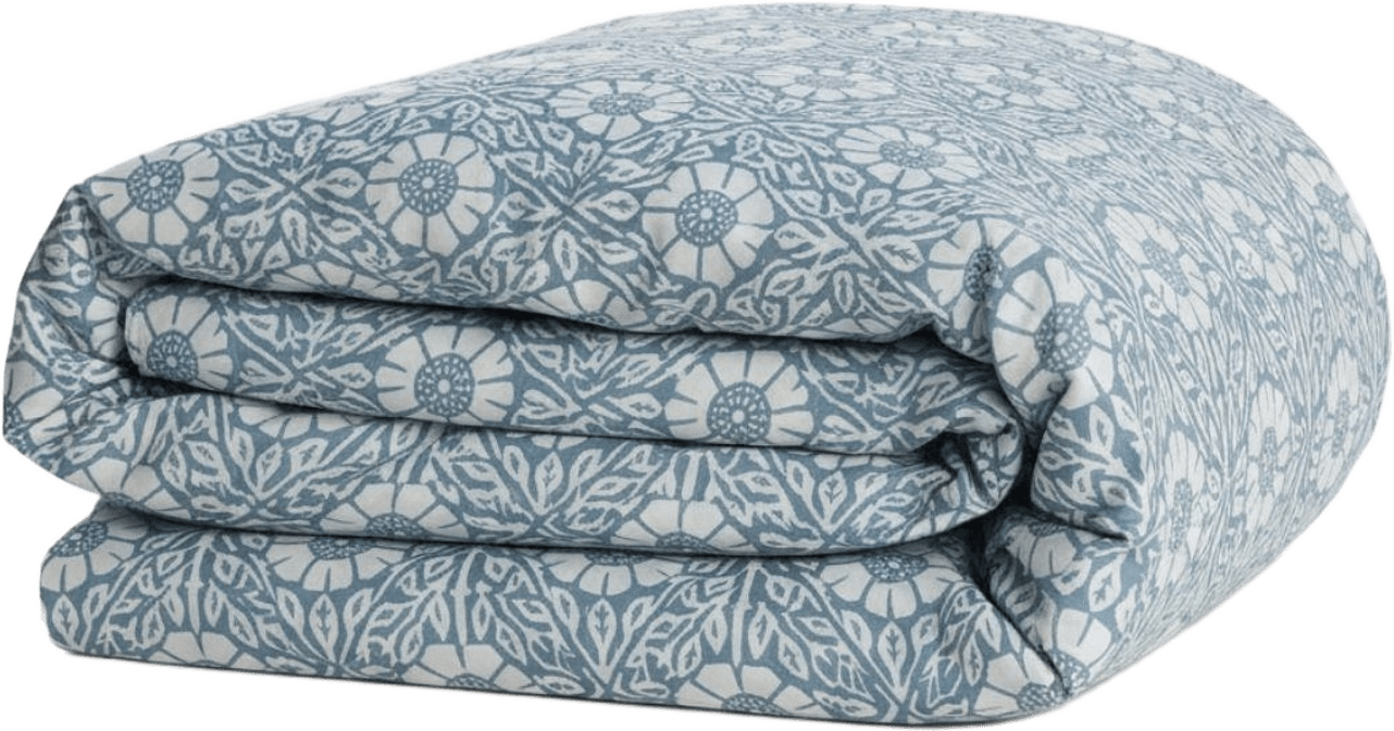 Folkness-täcke Dubbel Mönster, från Folkness, i färgen nyponros blue.