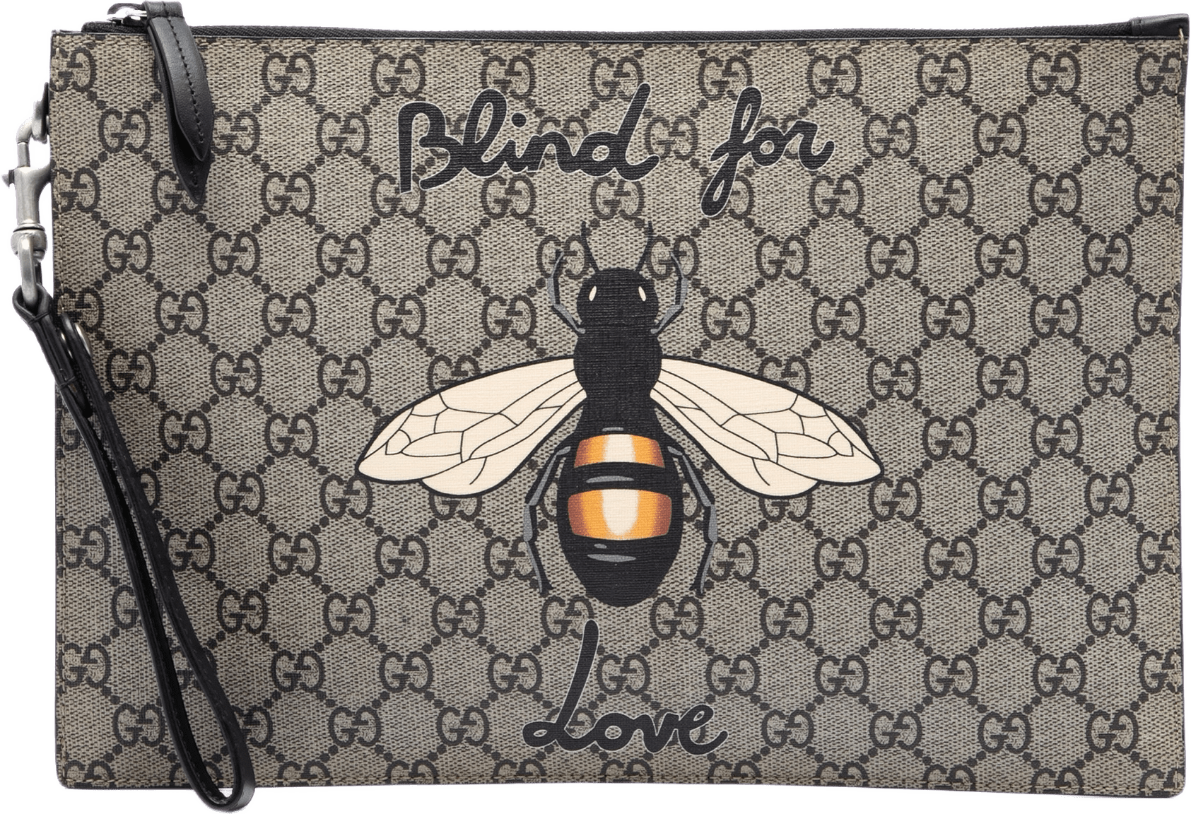 Gucci Gg Supreme Blind For Love Clutch, från Luxclusif, i färgen beige.
