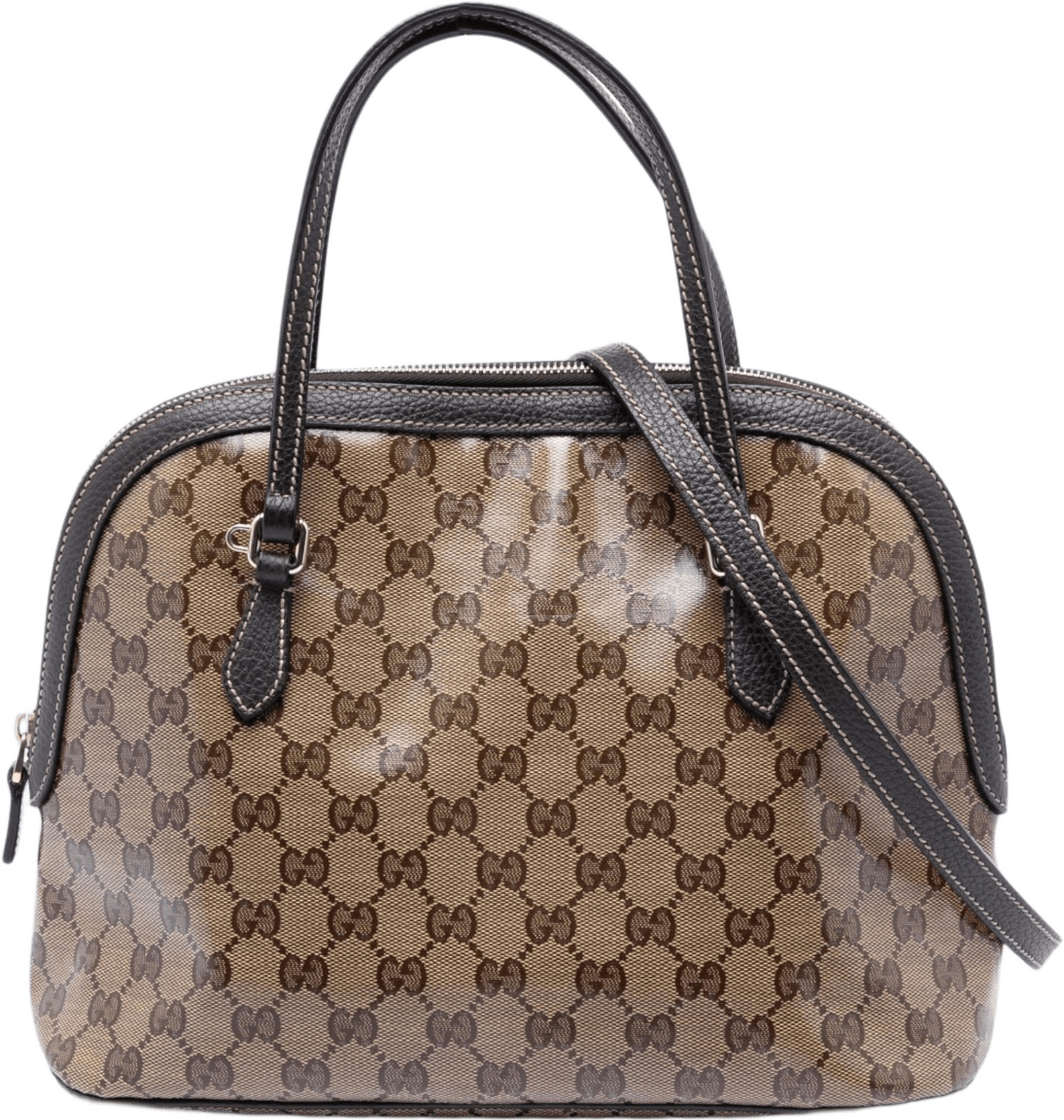 Gucci Medium Gg Crystal Dome Satchel, från Luxclusif, i färgen brown.