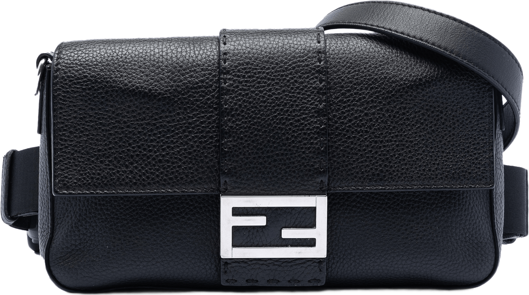 Fendi Leather Selleria Convertible Baguette Satchel, från Luxclusif, i färgen black.