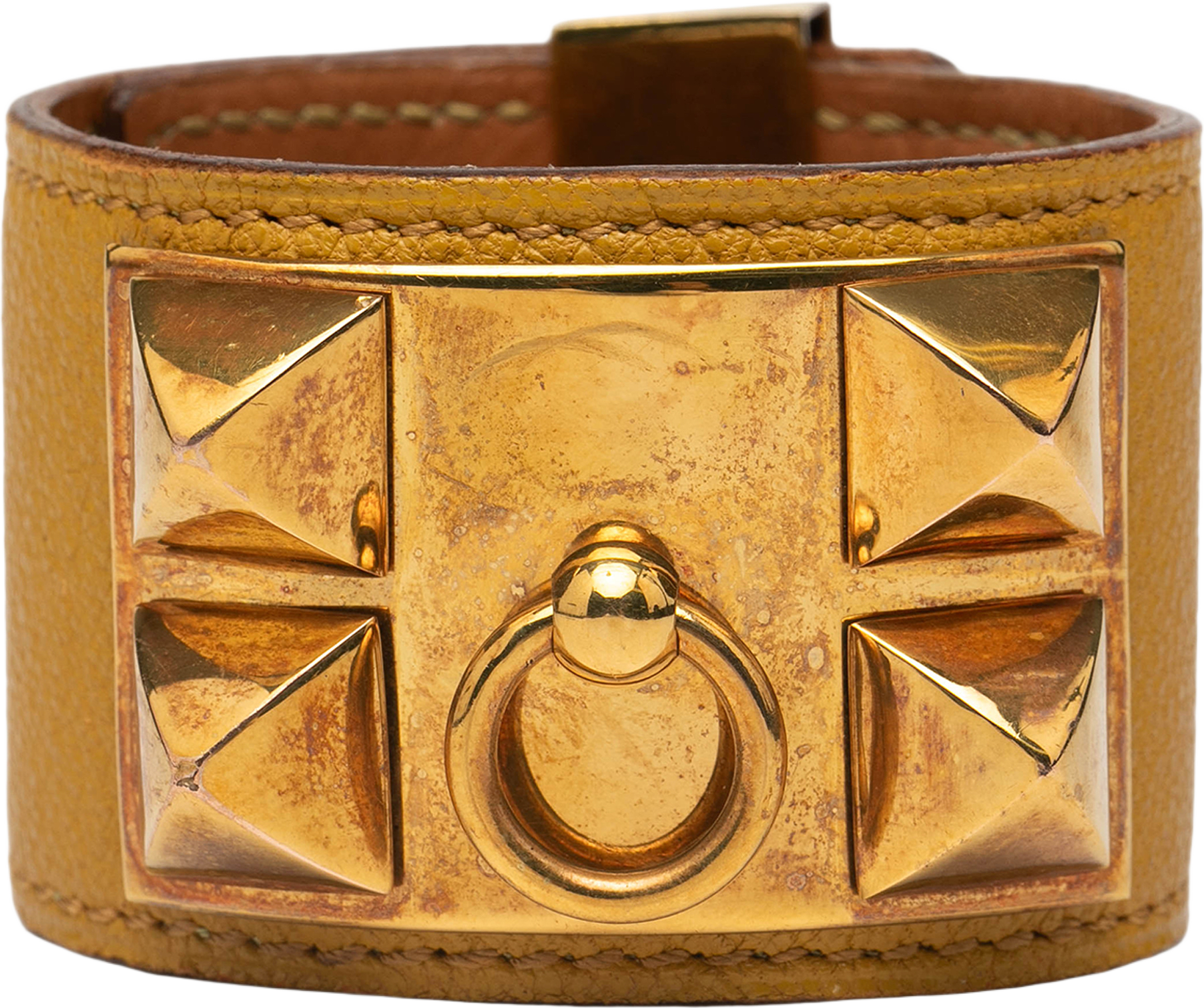 Hermès Leather And Gold Plated Collier De Chien Bracelet T3, från Luxclusif, i färgen light brown.