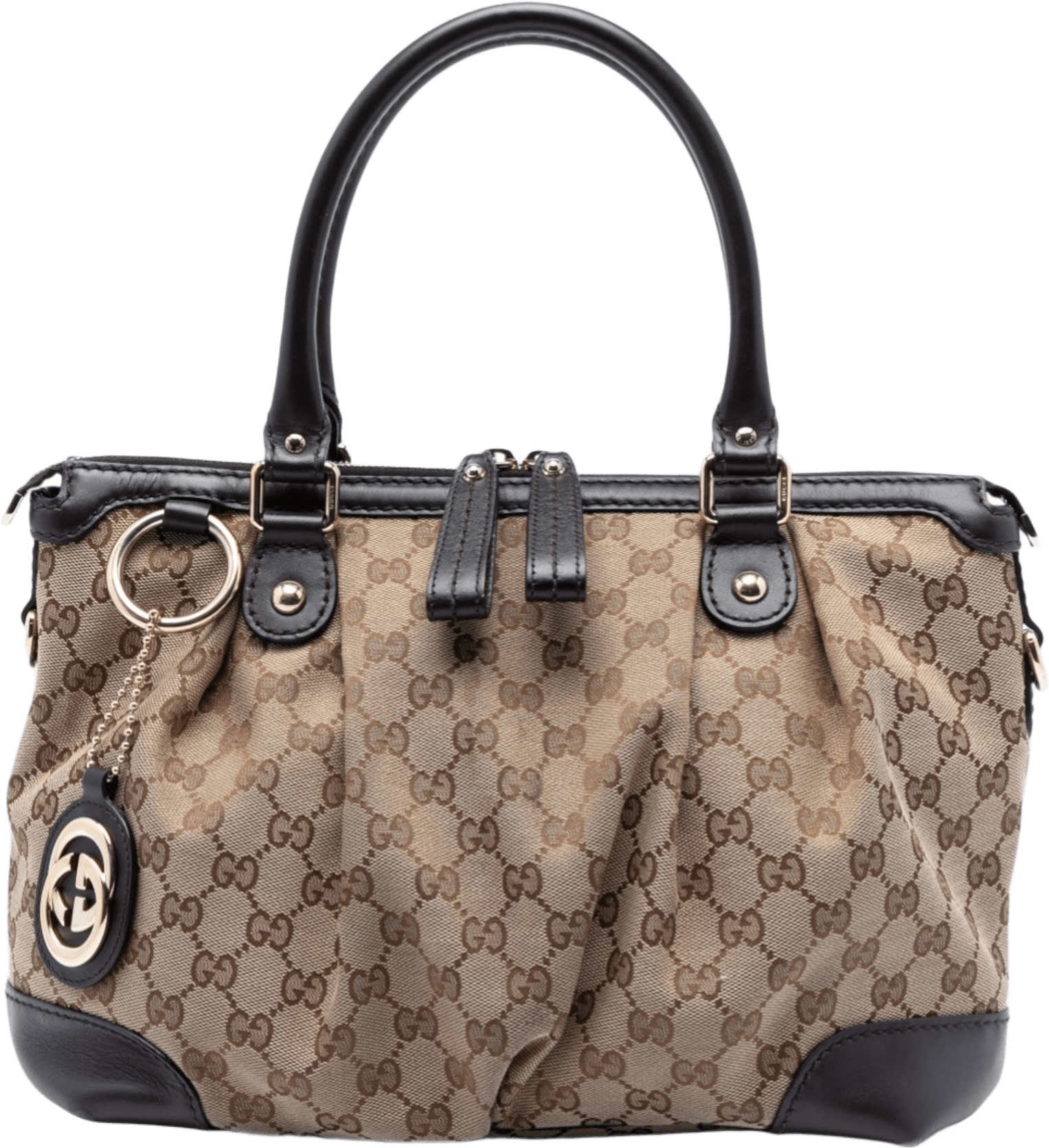 Gucci Gg Canvas Sukey Satchel, från Luxclusif, i färgen beige.