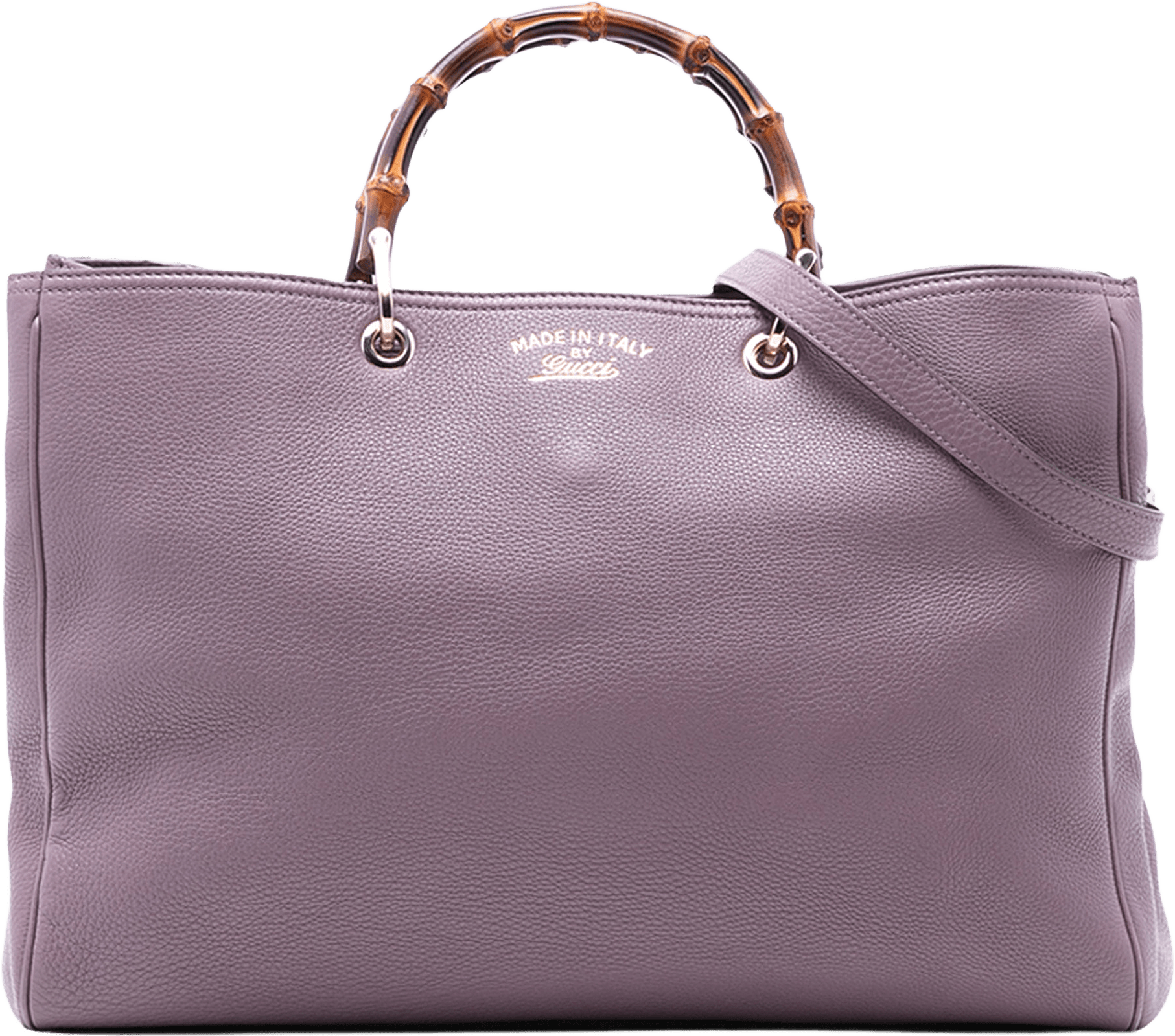 Gucci Large Calfskin Bamboo Shopper Satchel, från Luxclusif, i färgen purple.