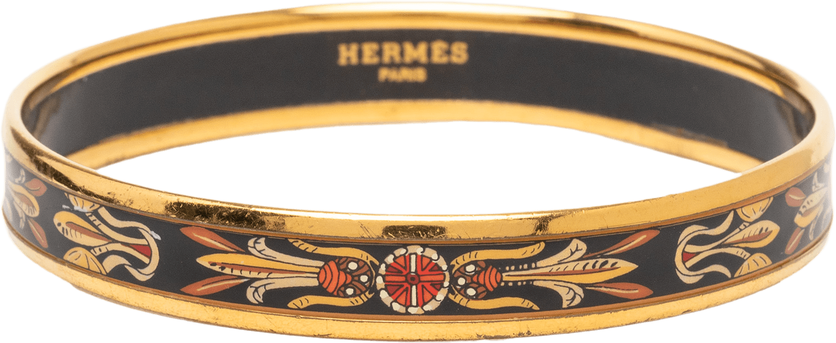 Hermès Narrow Dream Catcher Enamel Bangle 70, från Luxclusif, i färgen svart.