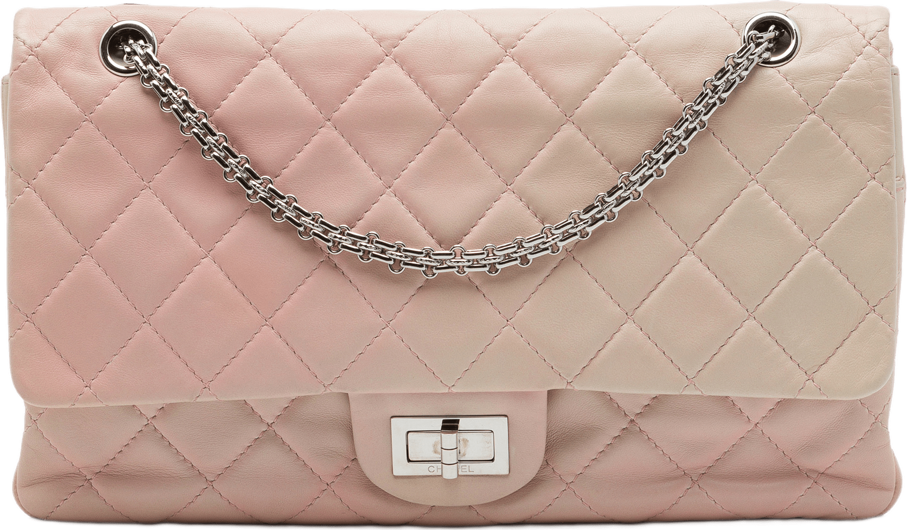 Chanel Quilted Lambskin Reissue 2.55 Double Flap 227, från Luxclusif, i färgen rosa.