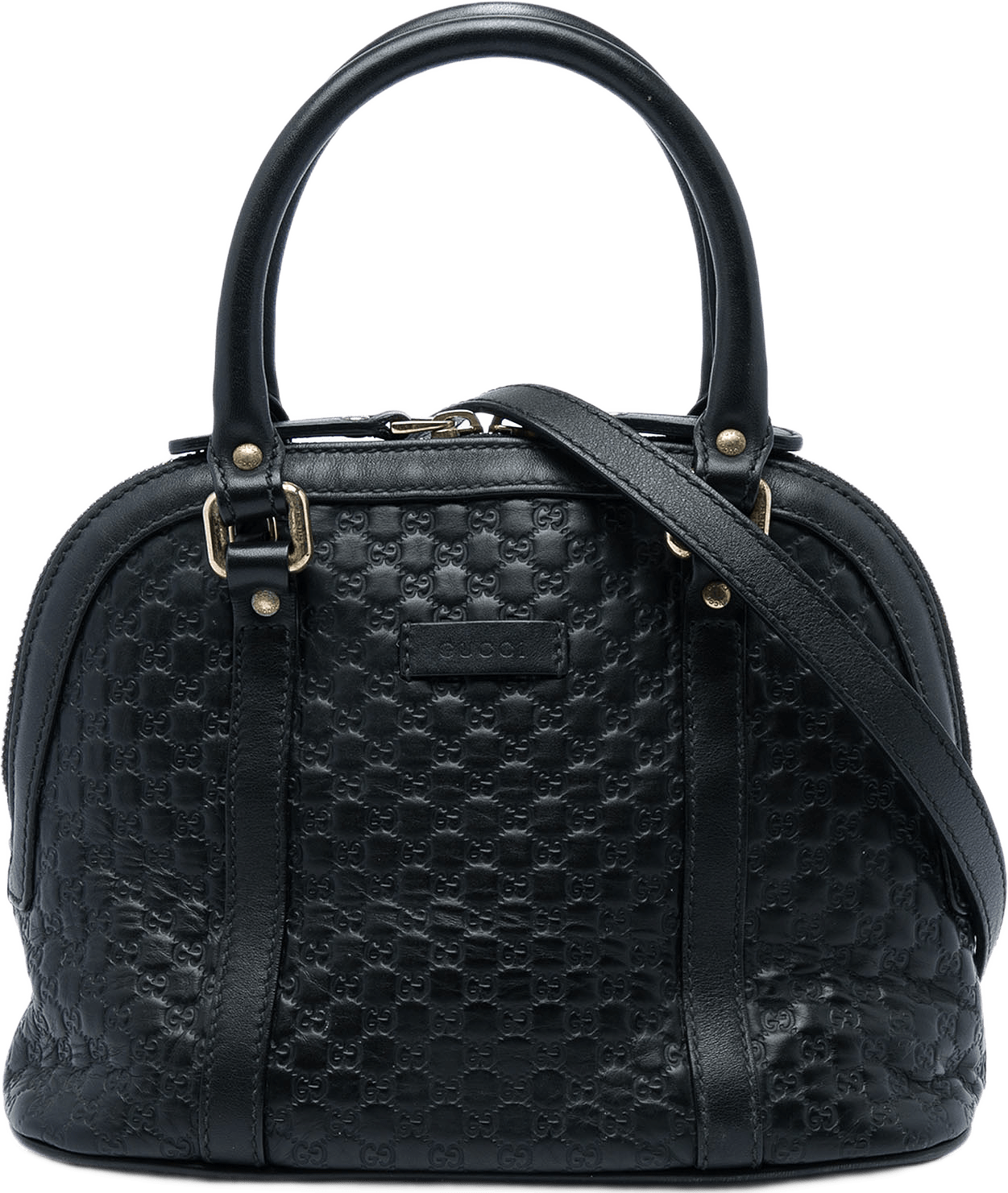 Gucci Mini Microguccissima Dome Satchel, från Luxclusif, i färgen svart.