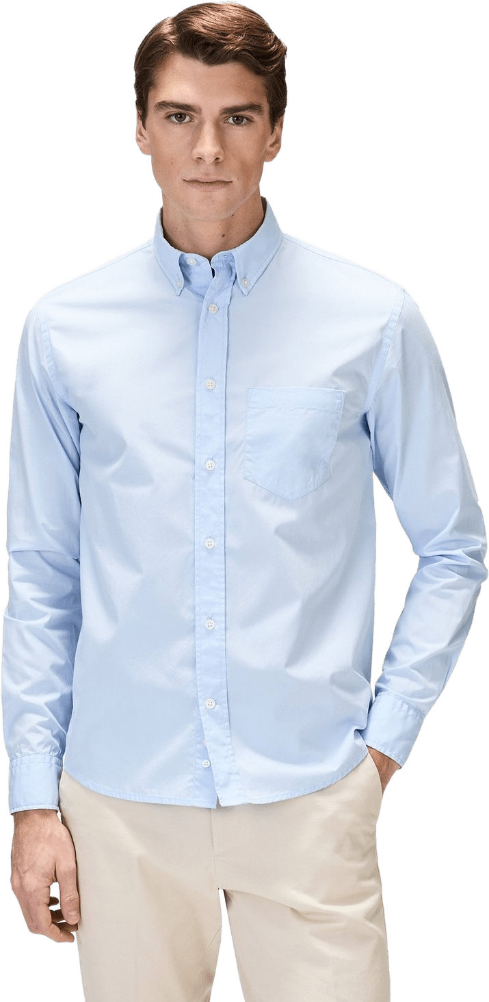 Cotton Poplin Solid Casual Shirt (mylan), från John Henric, i färgen blue.
