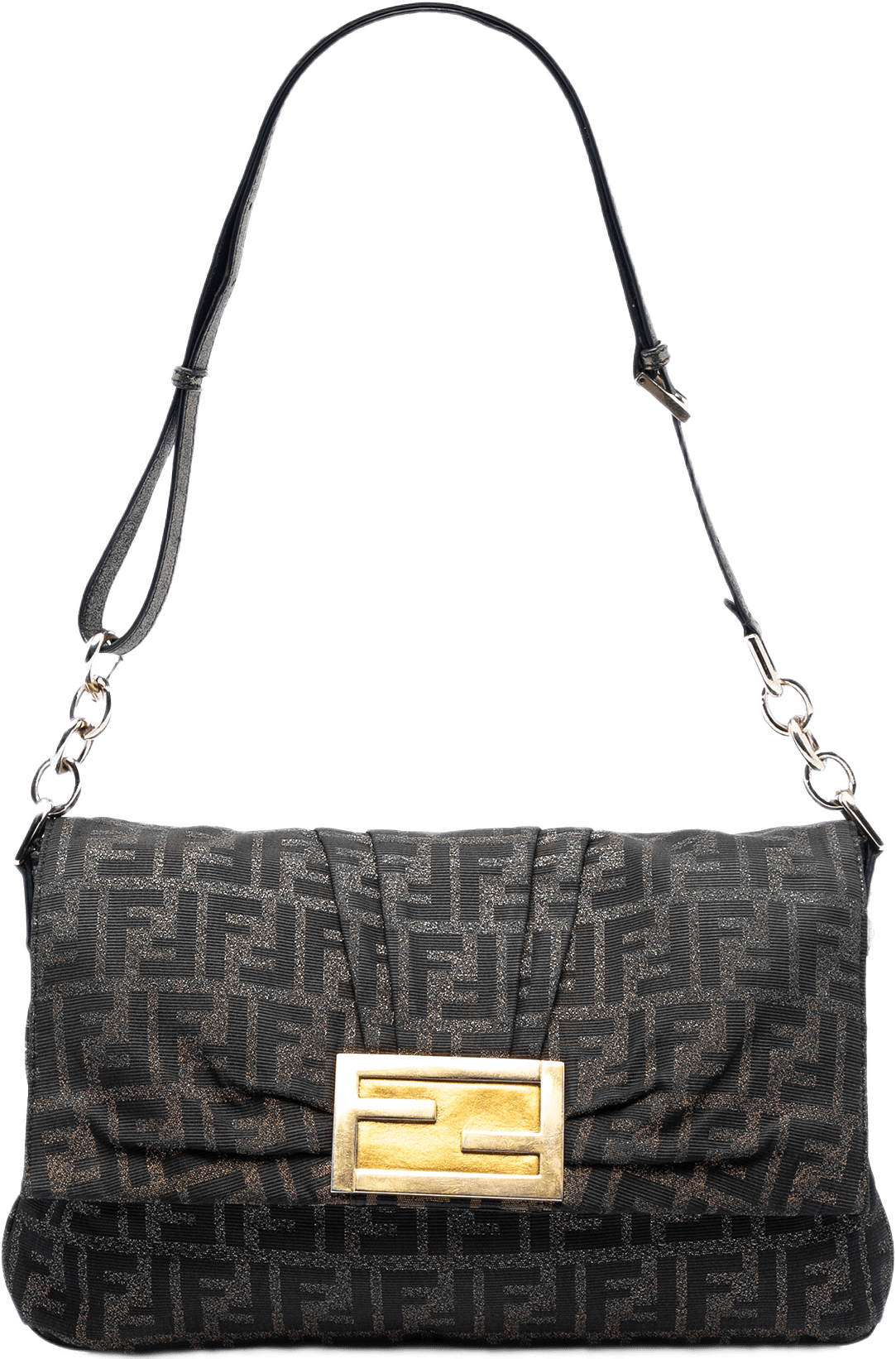 Fendi Large Zucca Canvas Mia Flap Shoulder Bag, från Luxclusif, i färgen brown.