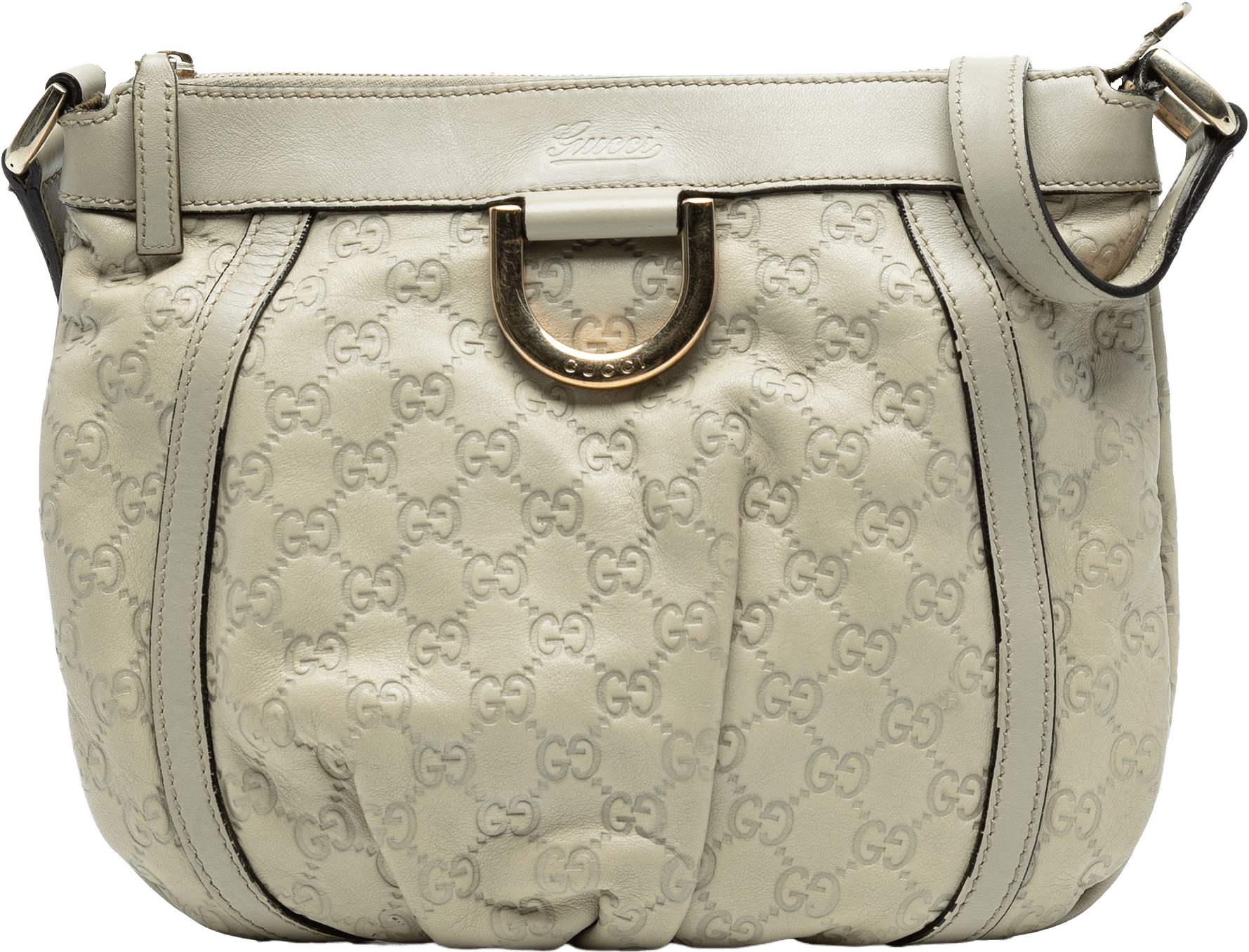 Gucci Guccissima Abbey D Ring Crossbody, från Luxclusif, i färgen white.
