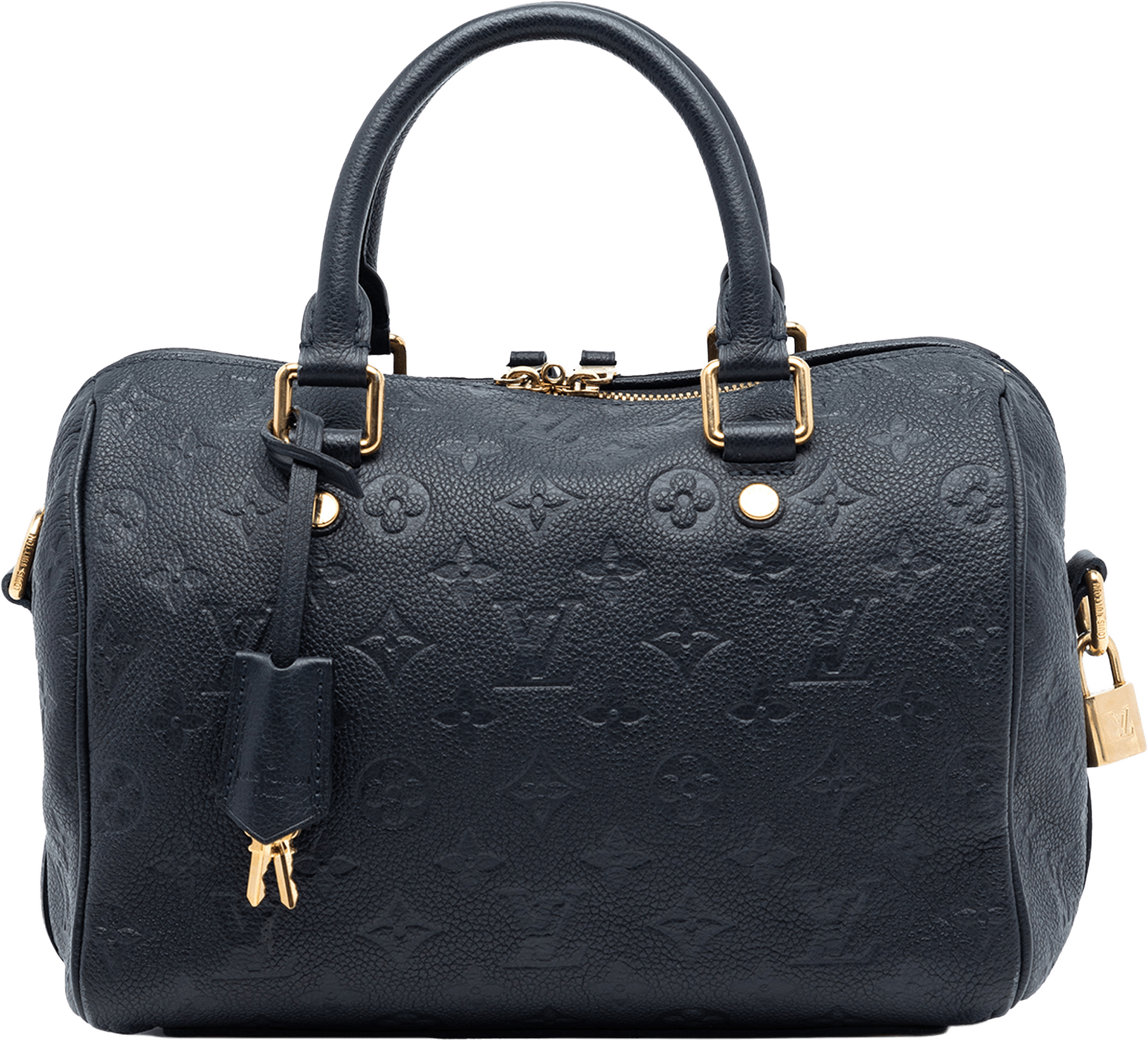 Louis Vuitton Monogram Empreinte Speedy Bandouliere 25, från Luxclusif, i färgen navy.