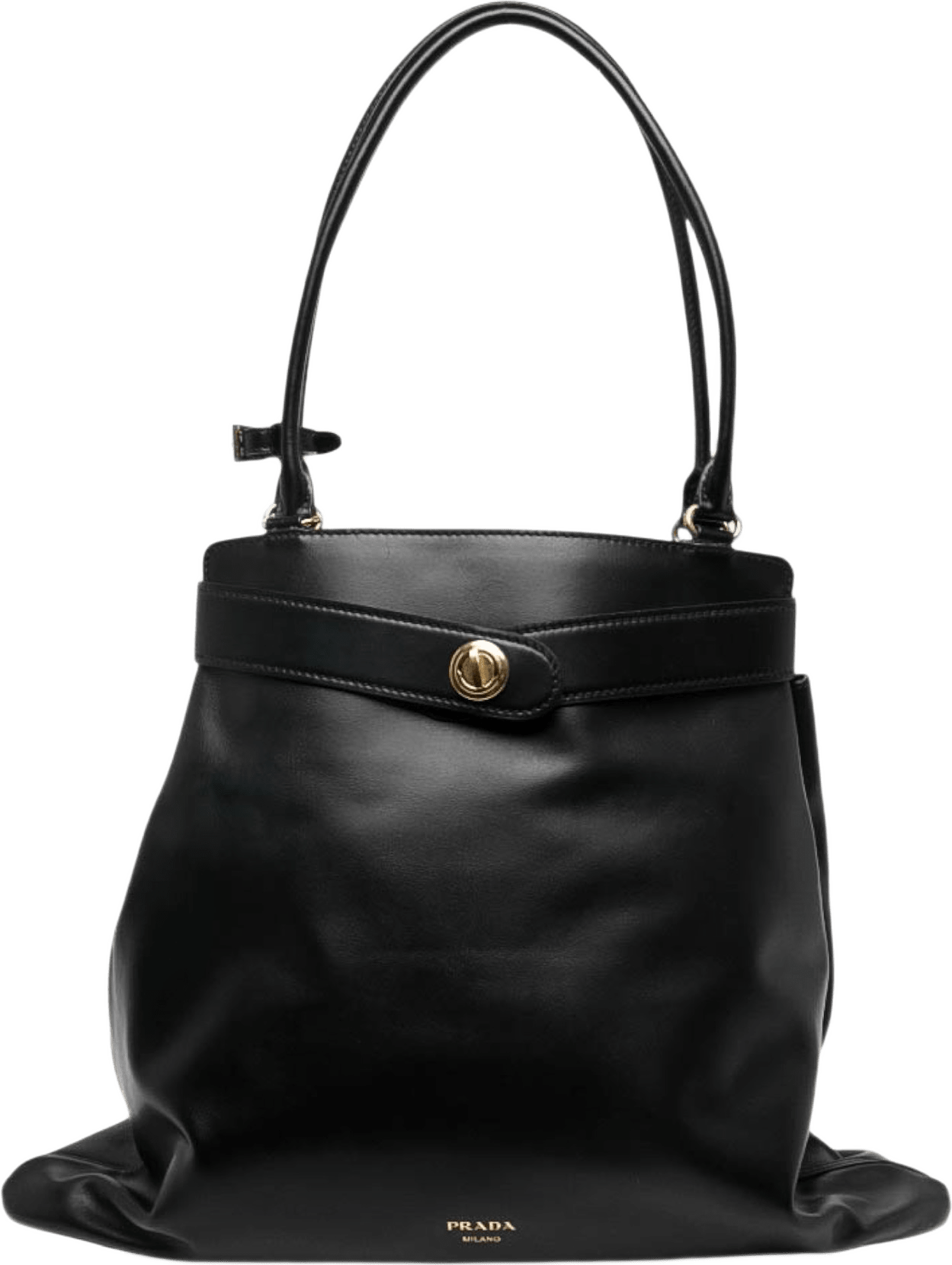 Prada Calfskin Etude Softy Shoulder Bag, från Luxclusif, i färgen svart.