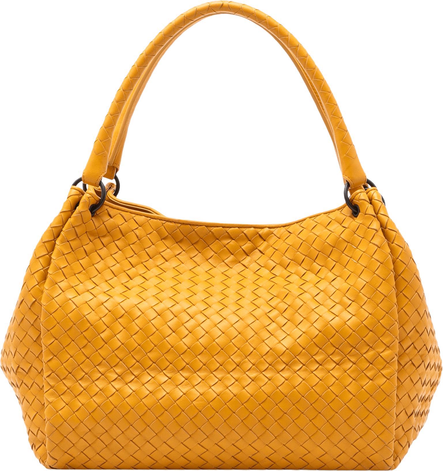 Bottega Veneta Nappa Intrecciato Parachute Tote, från Luxclusif, i färgen mustard.