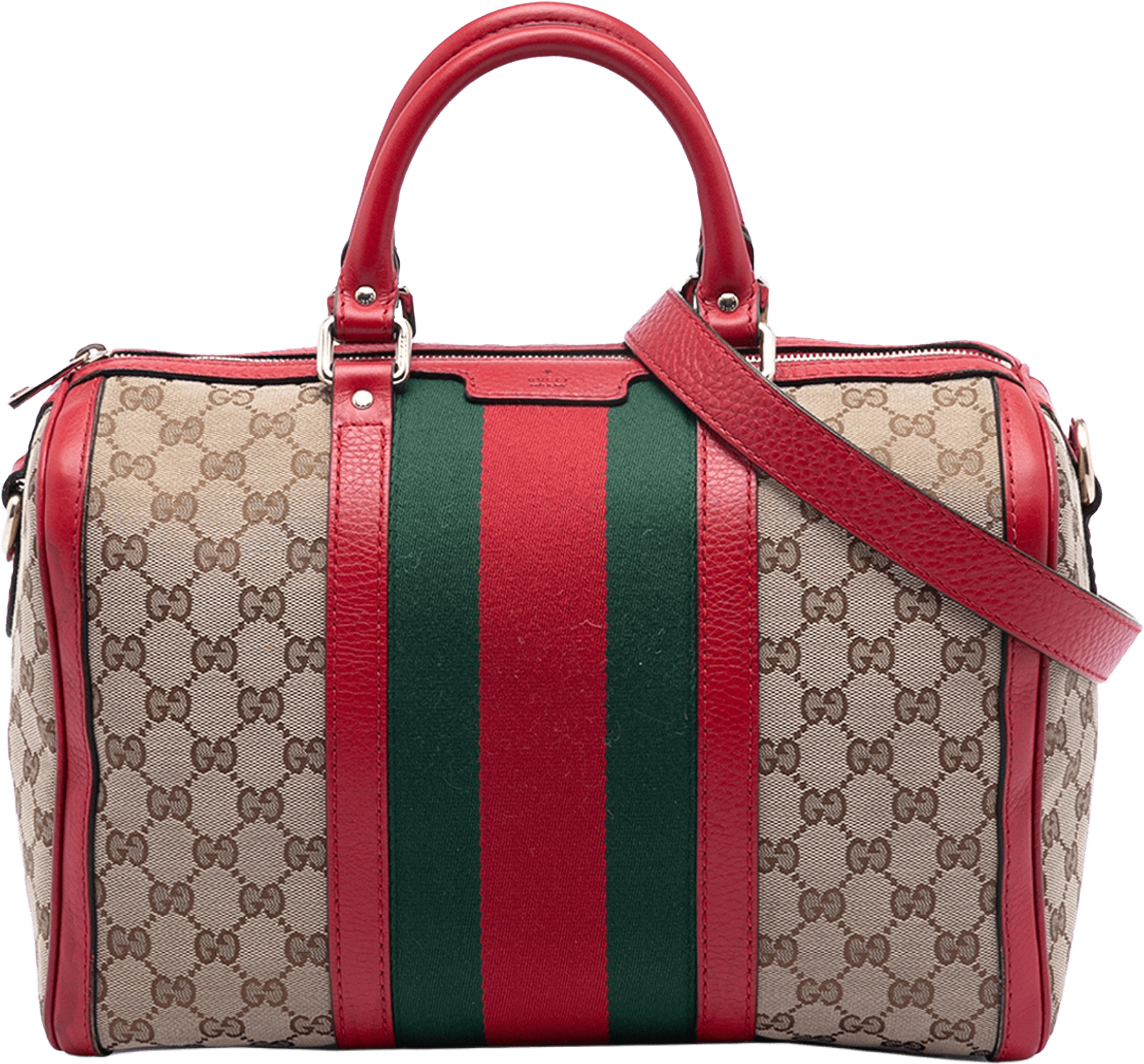 Gucci Medium Gg Canvas Web Joy Boston Bag, från Luxclusif, i färgen beige.