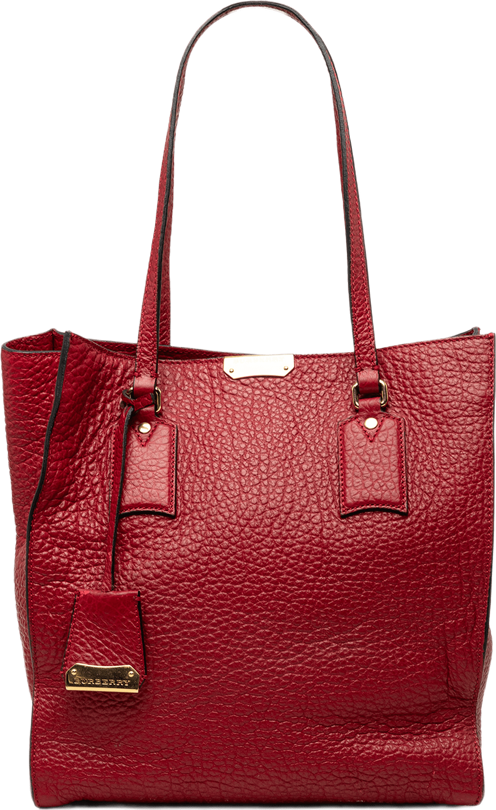 Burberry Grained Calfskin Heritage Woodbury Tote, från Luxclusif, i färgen röd.