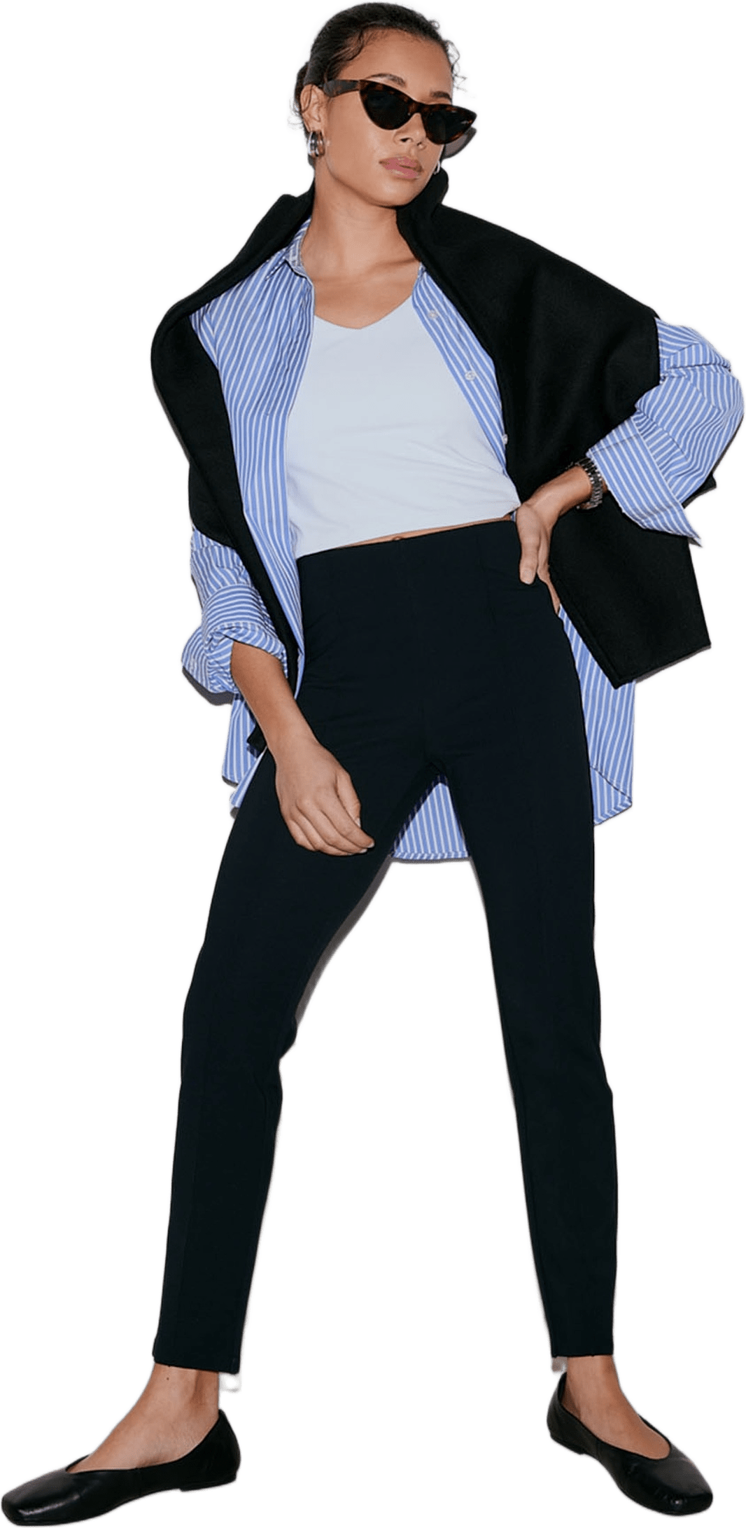 Luxe Pintuck Pants, från aim'n, i färgen black.