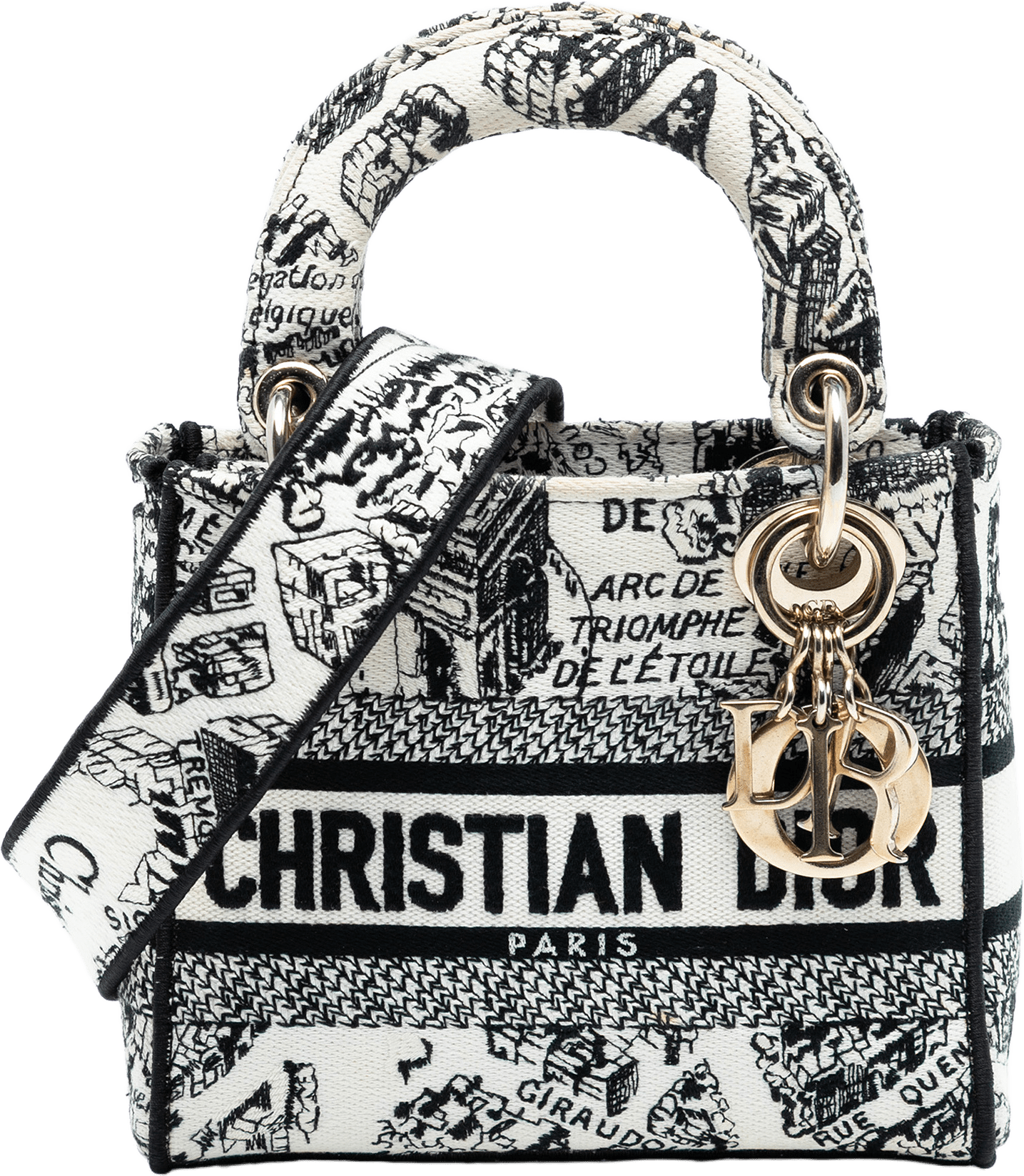 Dior Mini Embroidered Canvas Plan De Paris Lady D Lite, från Luxclusif, i färgen white.